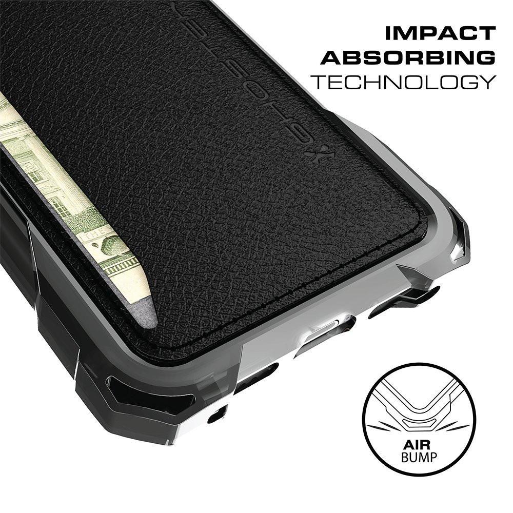 iPhone 7 Wallet Case, Ghostek Exec Series Slim Armor Hybrid Impact Bumper | TPU PU Leather Credit Card Slot Holder Sleeve Cover | (Black)