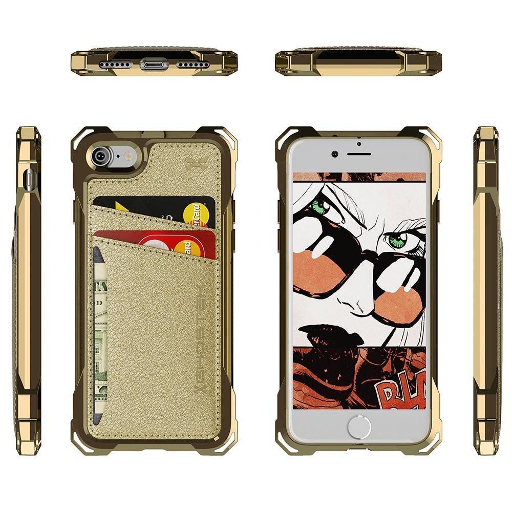 iPhone 7 Wallet Case, Ghostek Exec Series Slim Armor Hybrid Impact Bumper | TPU PU Leather Credit Card Slot Holder Sleeve Cover | (Brown)