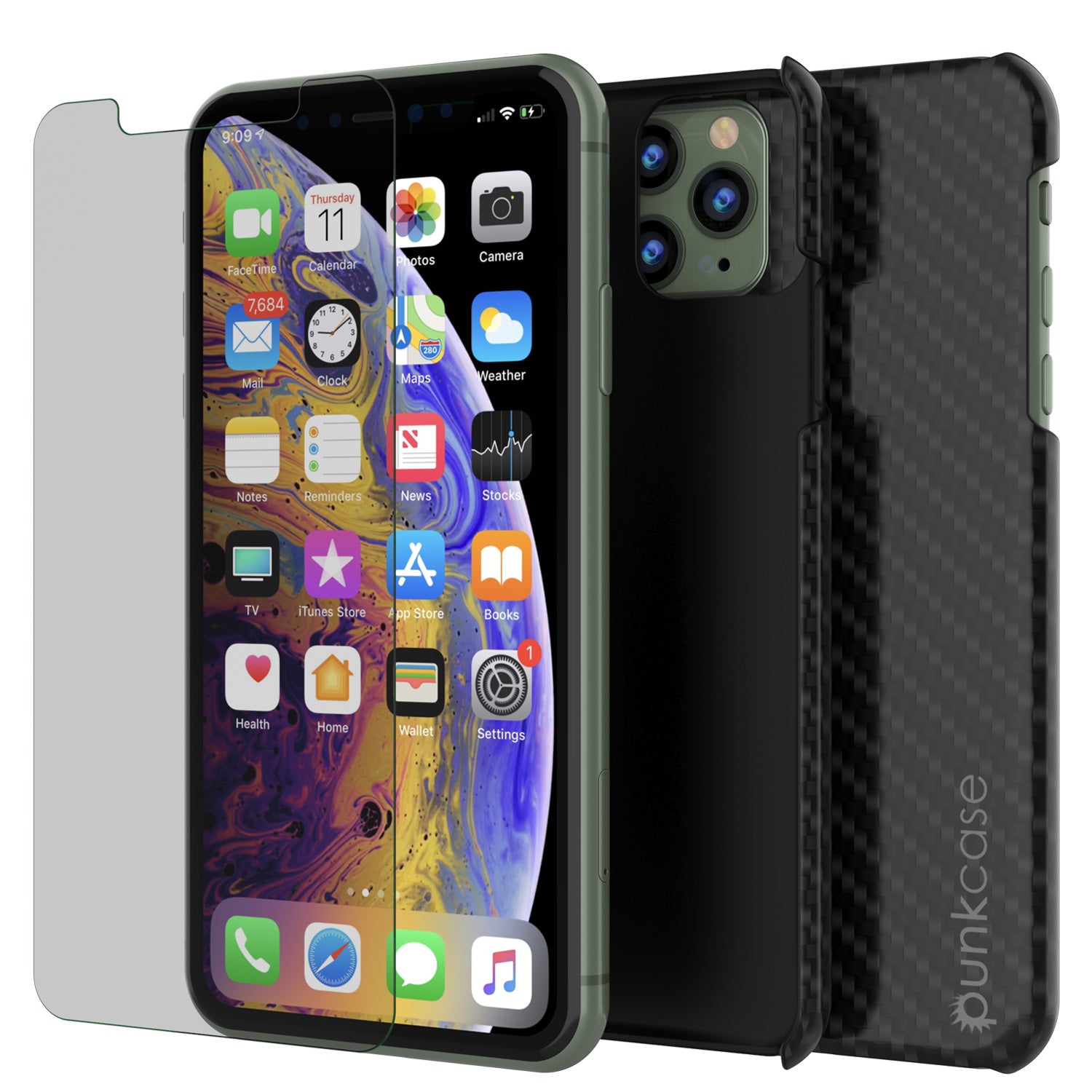 iPhone 11 Pro Max Case, Punkcase CarbonShield, Heavy Duty & Ultra Thin 2 Piece Dual Layer [shockproof]