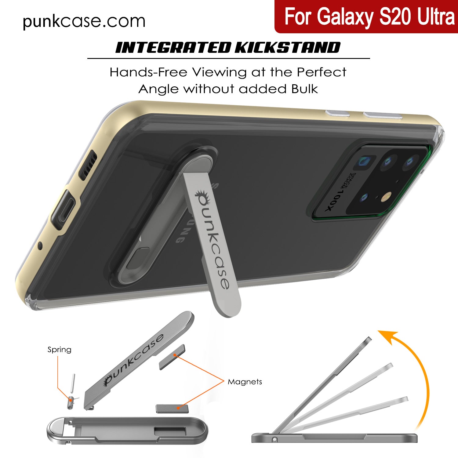 Galaxy S20 Ultra Case, PUNKcase [LUCID 3.0 Series] [Slim Fit] Armor Cover w/ Integrated Screen Protector [Gold]