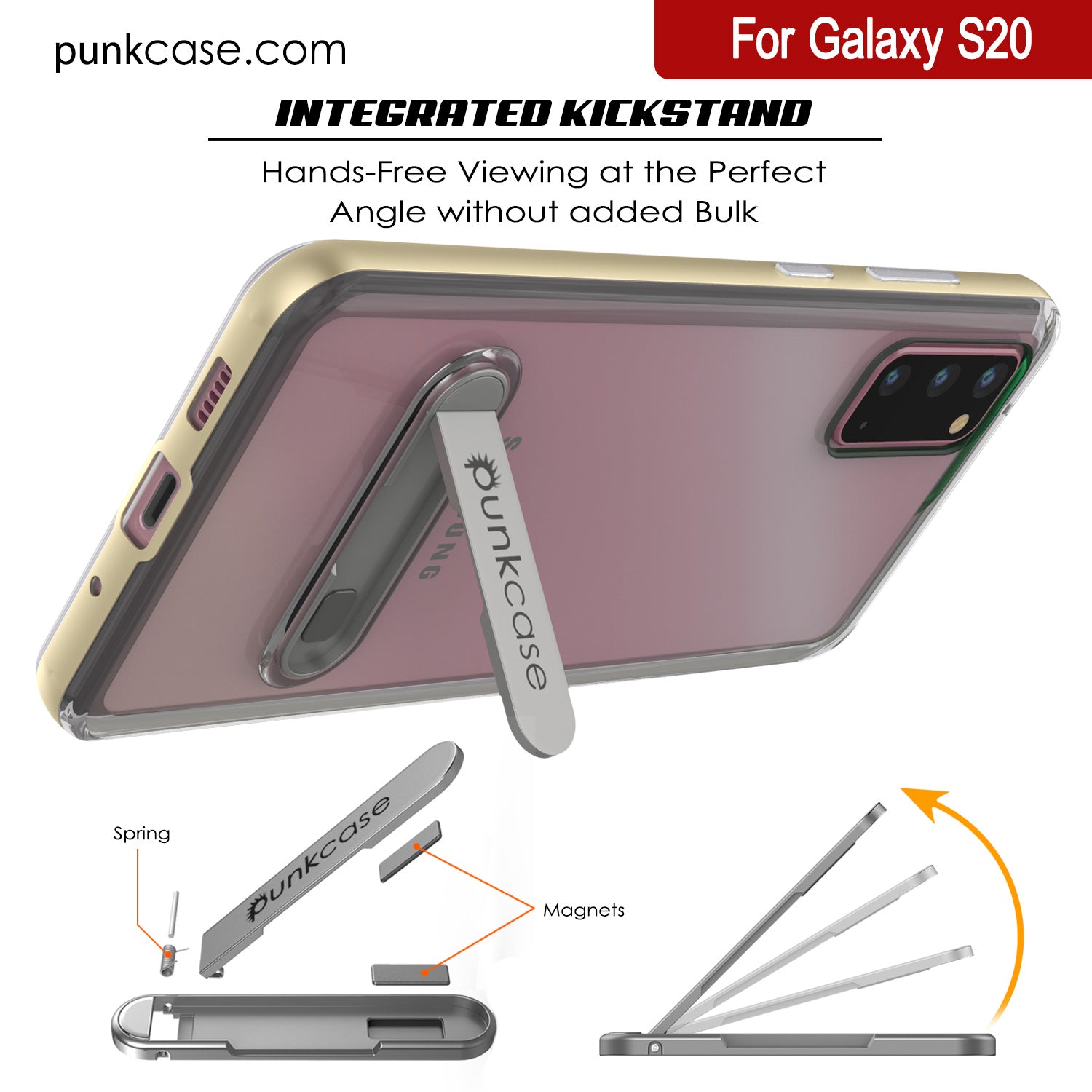 Galaxy S20 Case, PUNKcase [LUCID 3.0 Series] [Slim Fit] Armor Cover w/ Integrated Screen Protector [Gold]