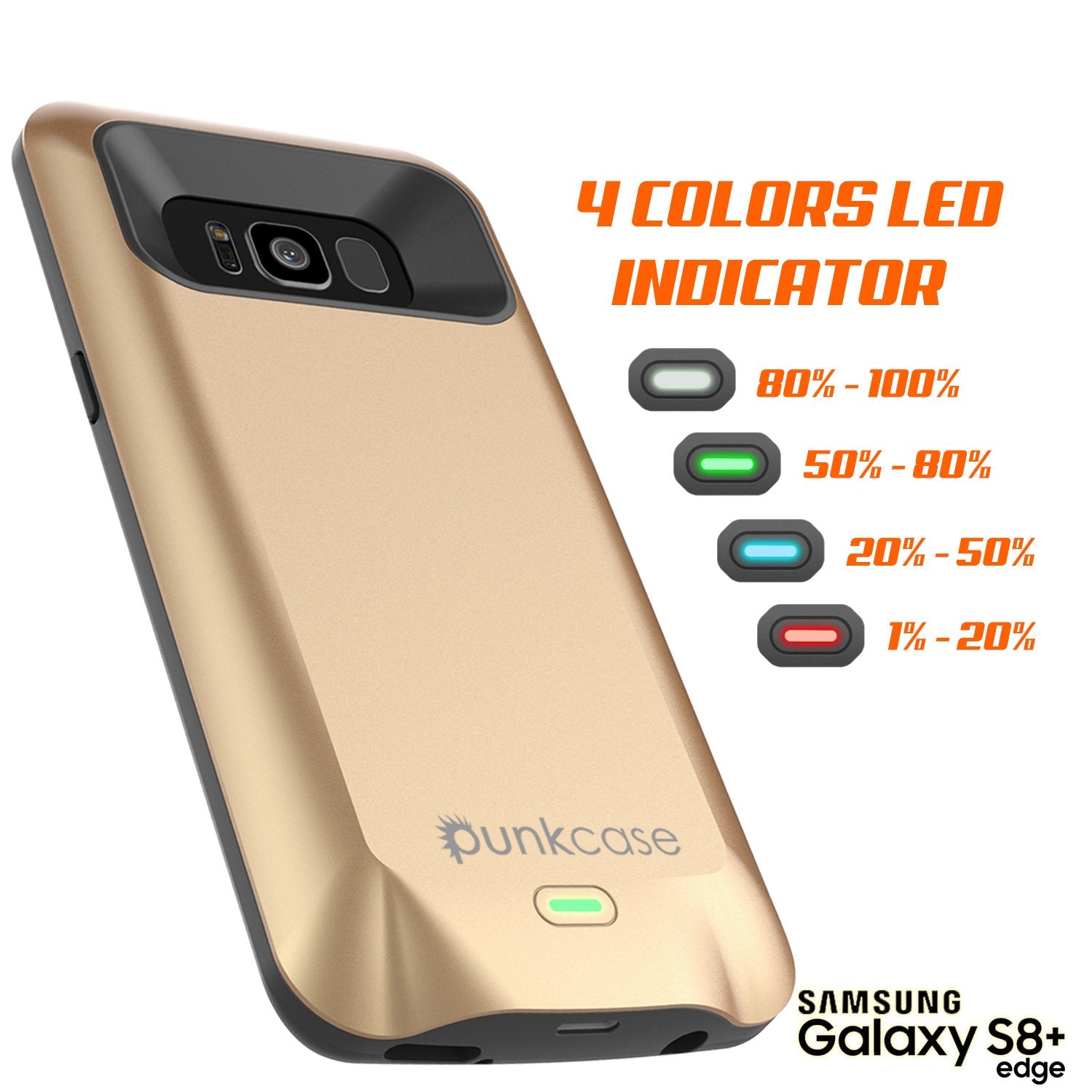 Galaxy S8 PLUS 5000mAH Battery Charger W/ USB Port Slim Case [Gold]