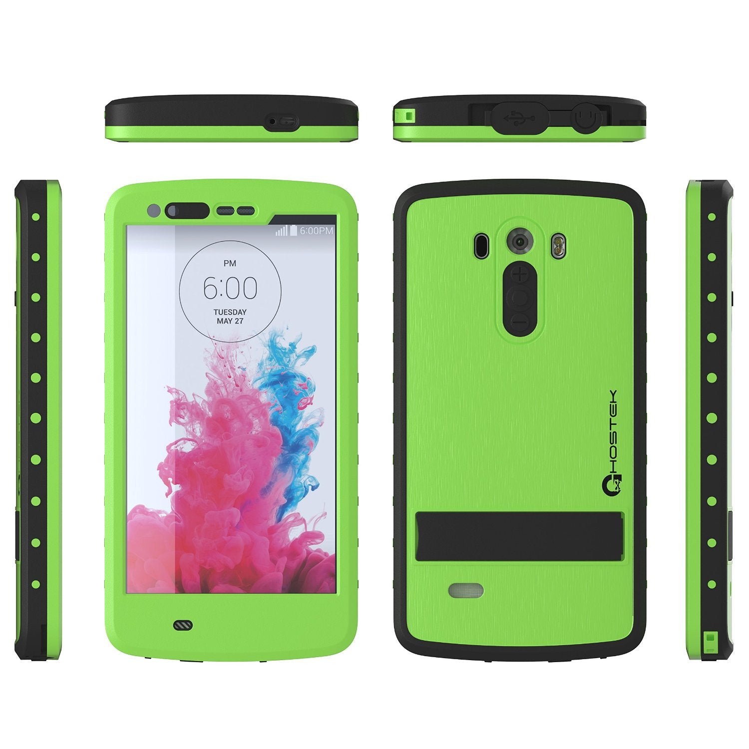 LG G3 Waterproof Case, Ghostek Atomic Green W/ Attached Screen Protector Slim Fitted
