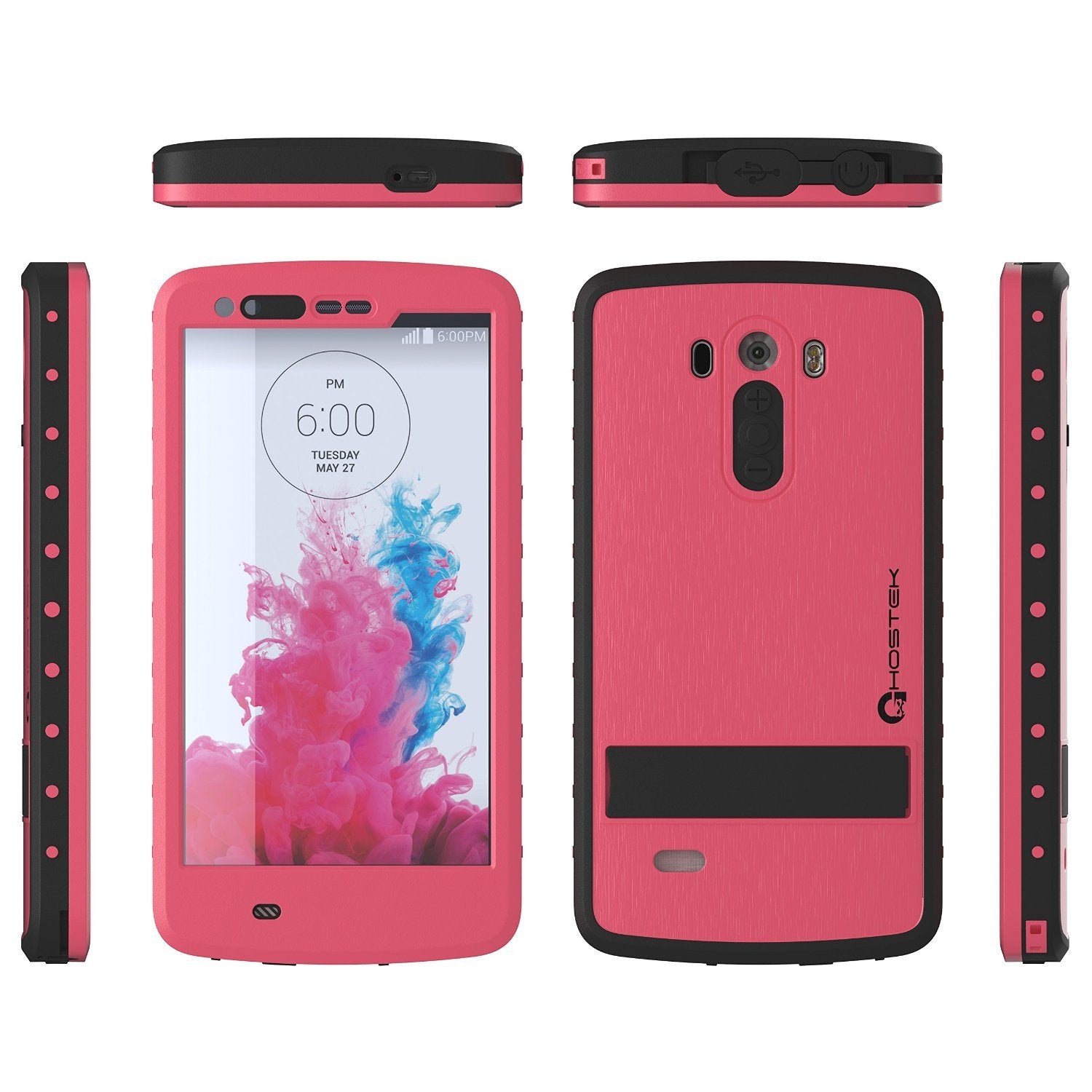 LG G3 Waterproof Case, Ghostek Atomic Pink W/ Attached Screen Protector Slim Fitted  LG G3