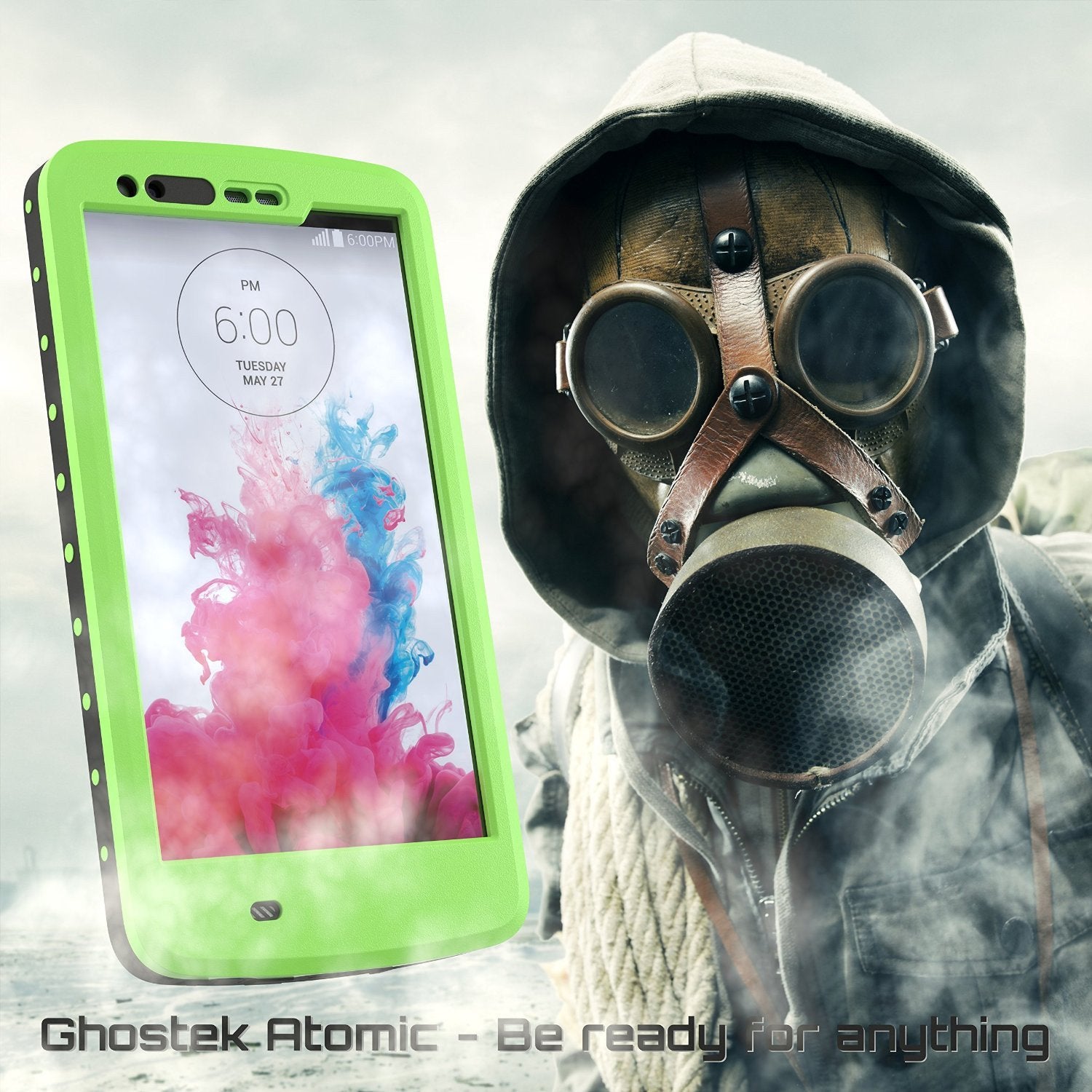 LG G3 Waterproof Case, Ghostek Atomic Green W/ Attached Screen Protector Slim Fitted