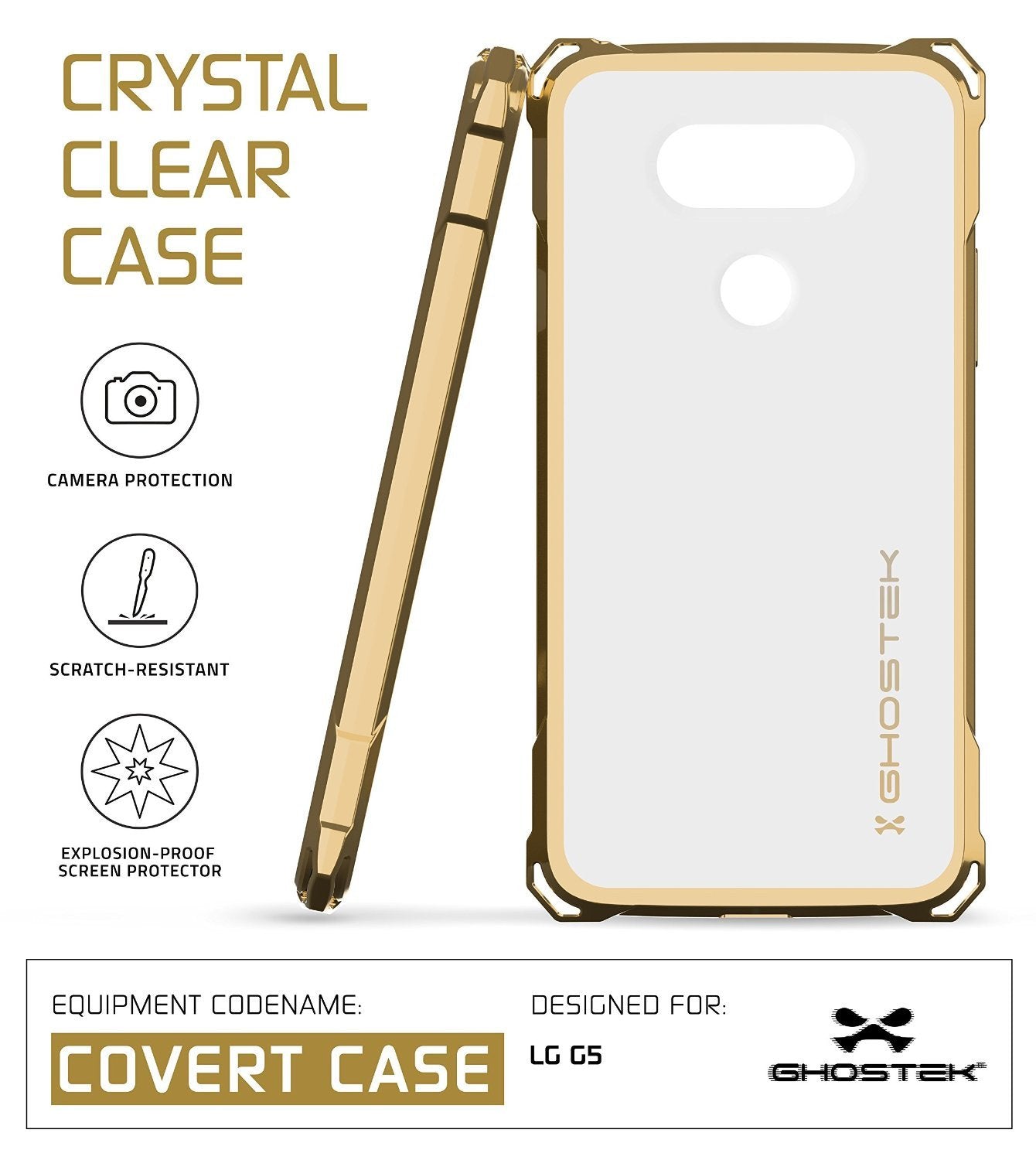 LG G5 Case, Ghostek® Gold Covert Premium Slim Hybrid Protective Cover | Lifetime Warranty Exchange