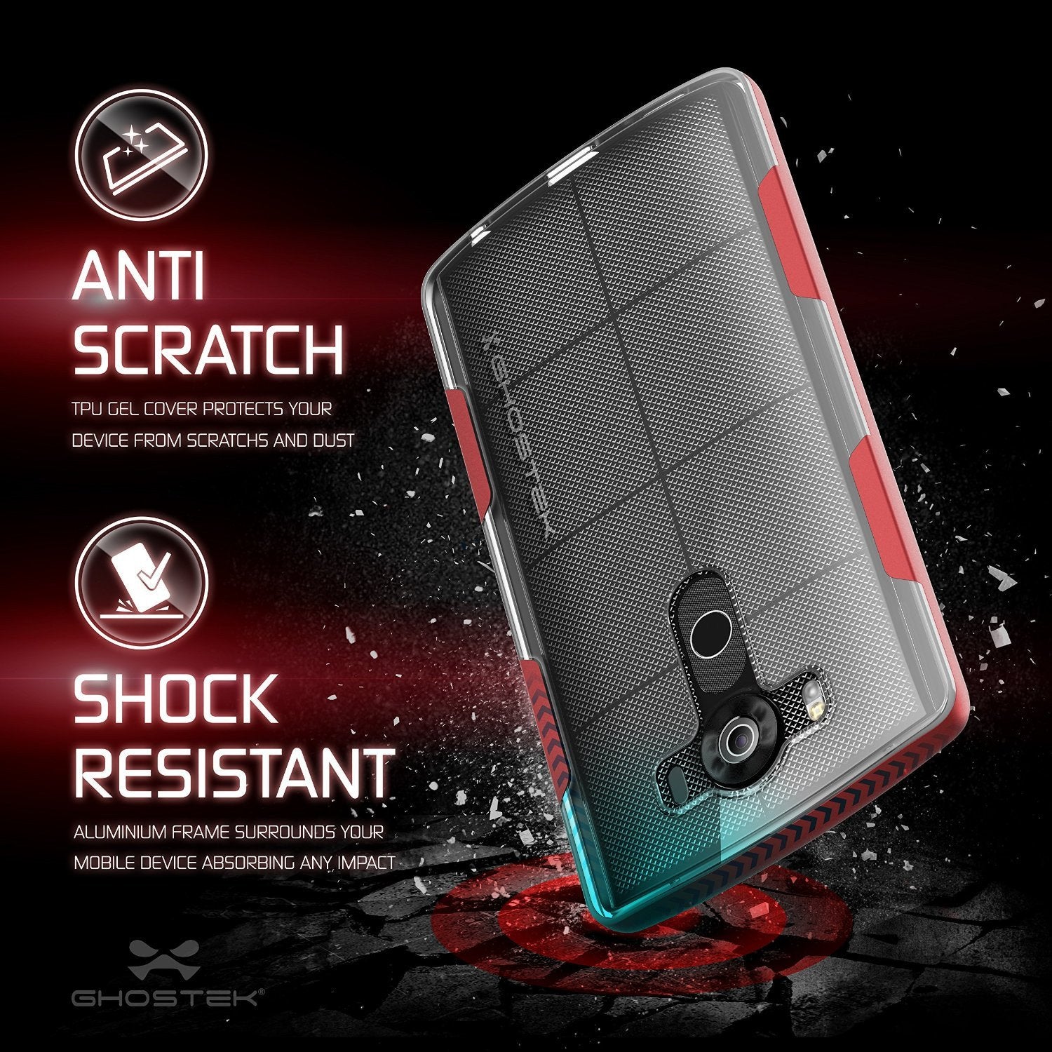 LG V10 Case, Ghostek® Cloak Red Slim Hybrid Impact Armor Cover | Lifetime Warranty Exchange
