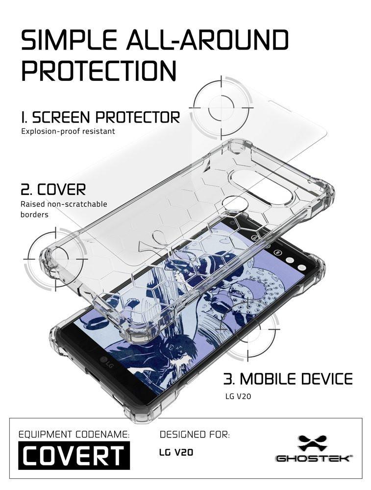 LG v20 Case, Ghostek® Covert Clear, Premium Impact Protective Armor | Lifetime Warranty Exchange