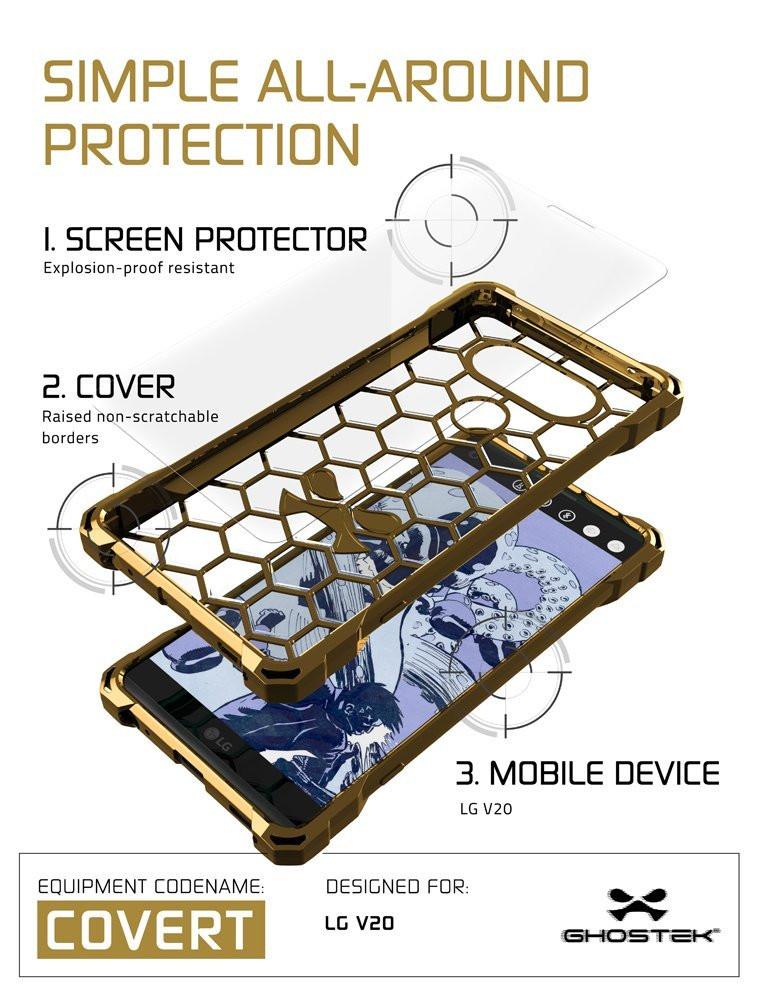LG v20 Case, Ghostek® Covert Gold, Premium Impact Protective Armor | Lifetime Warranty Exchange