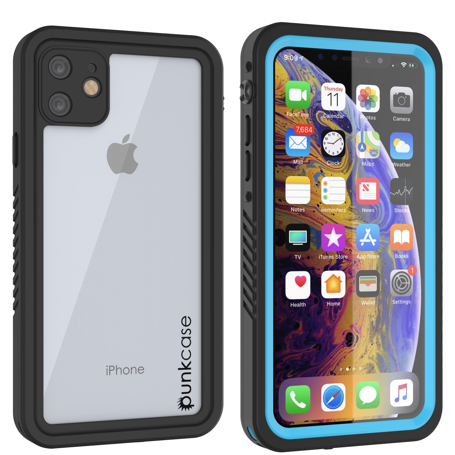 iPhone 11 Waterproof Case, Punkcase [Extreme Series] Armor Cover W/ Built In Screen Protector [Light Blue]