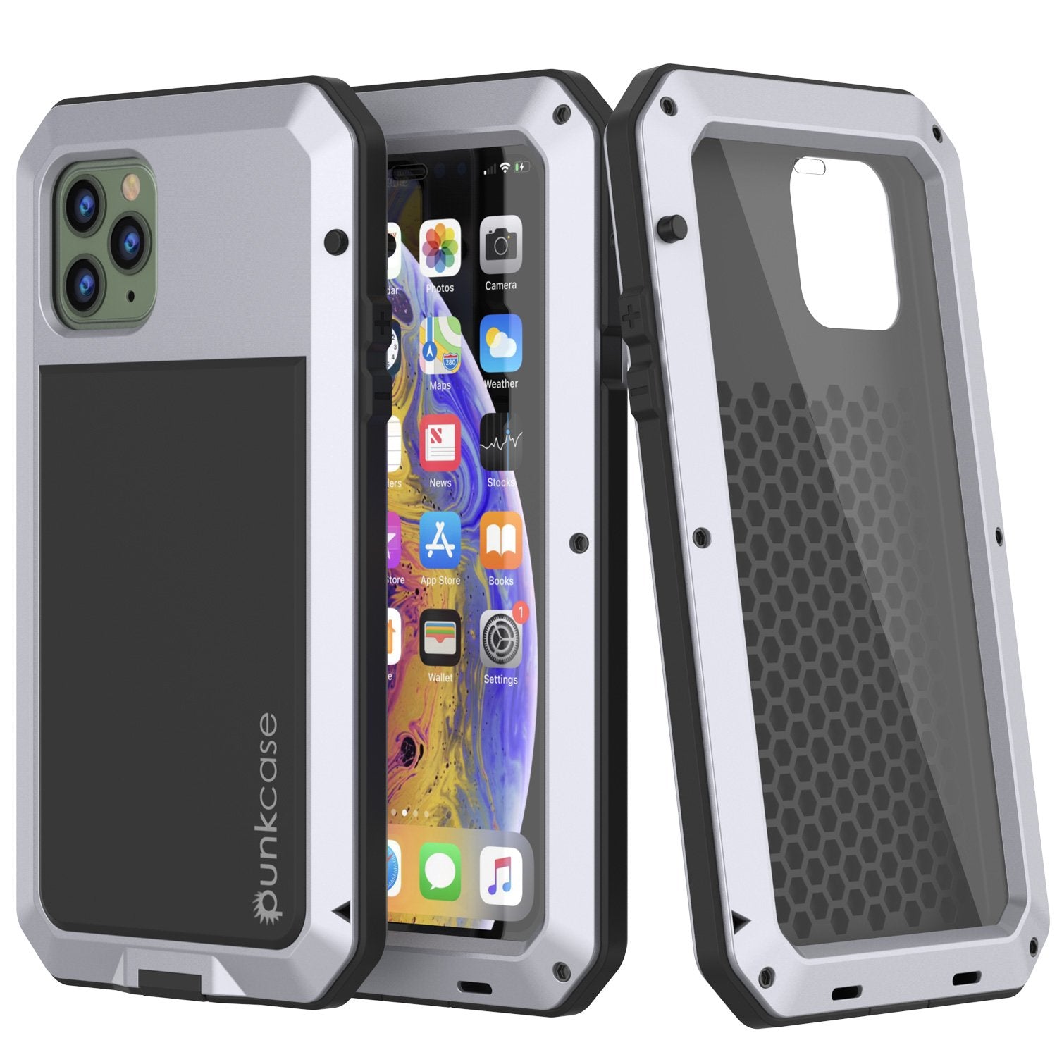 iPhone 11 Pro Max Metal Case, Heavy Duty Military Grade Armor Cover [shock proof] Full Body Hard [White]