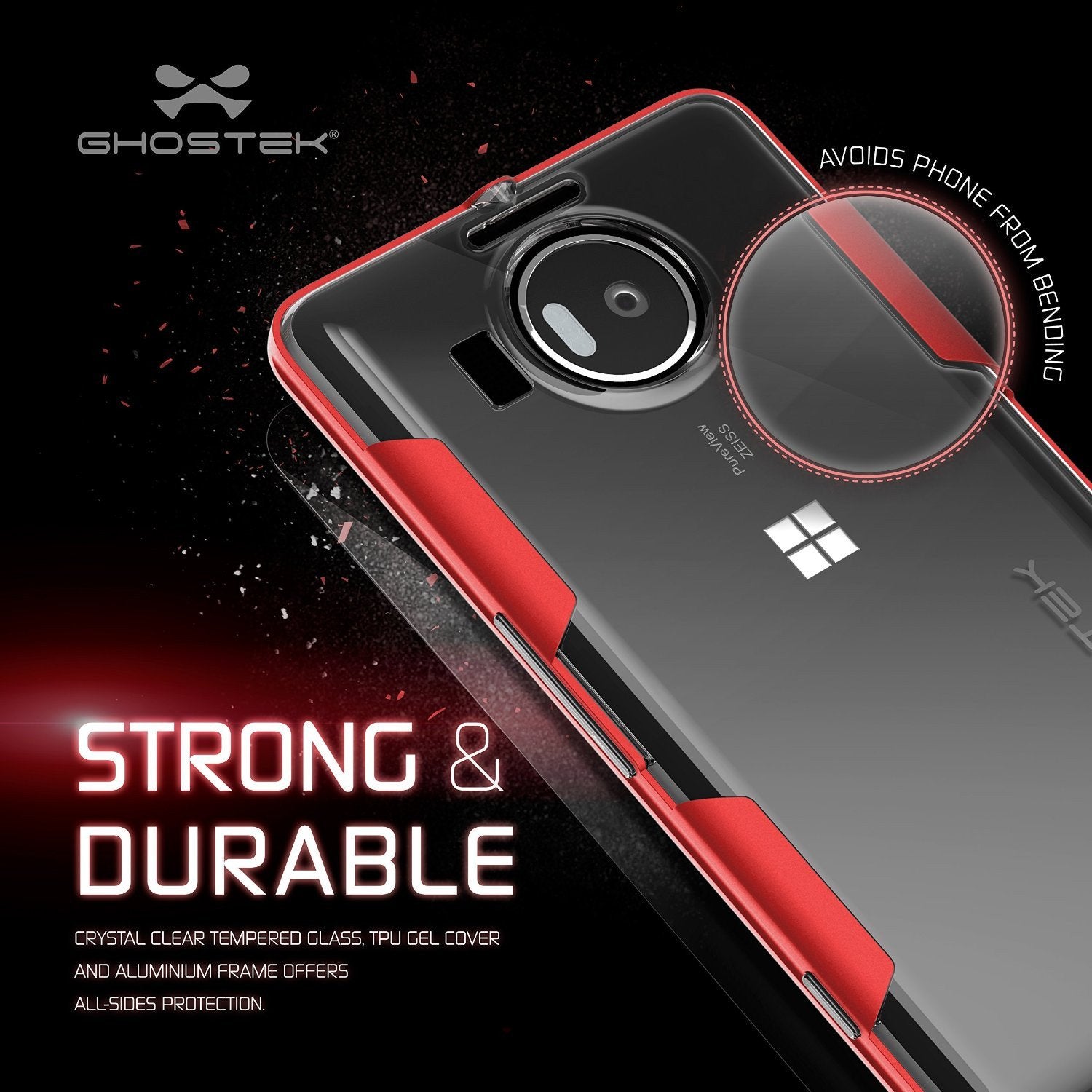 Microsoft Lumia 950 Case, Ghostek® Cloak Red Slim Hybrid Impact Armor | Lifetime Warranty Exchange