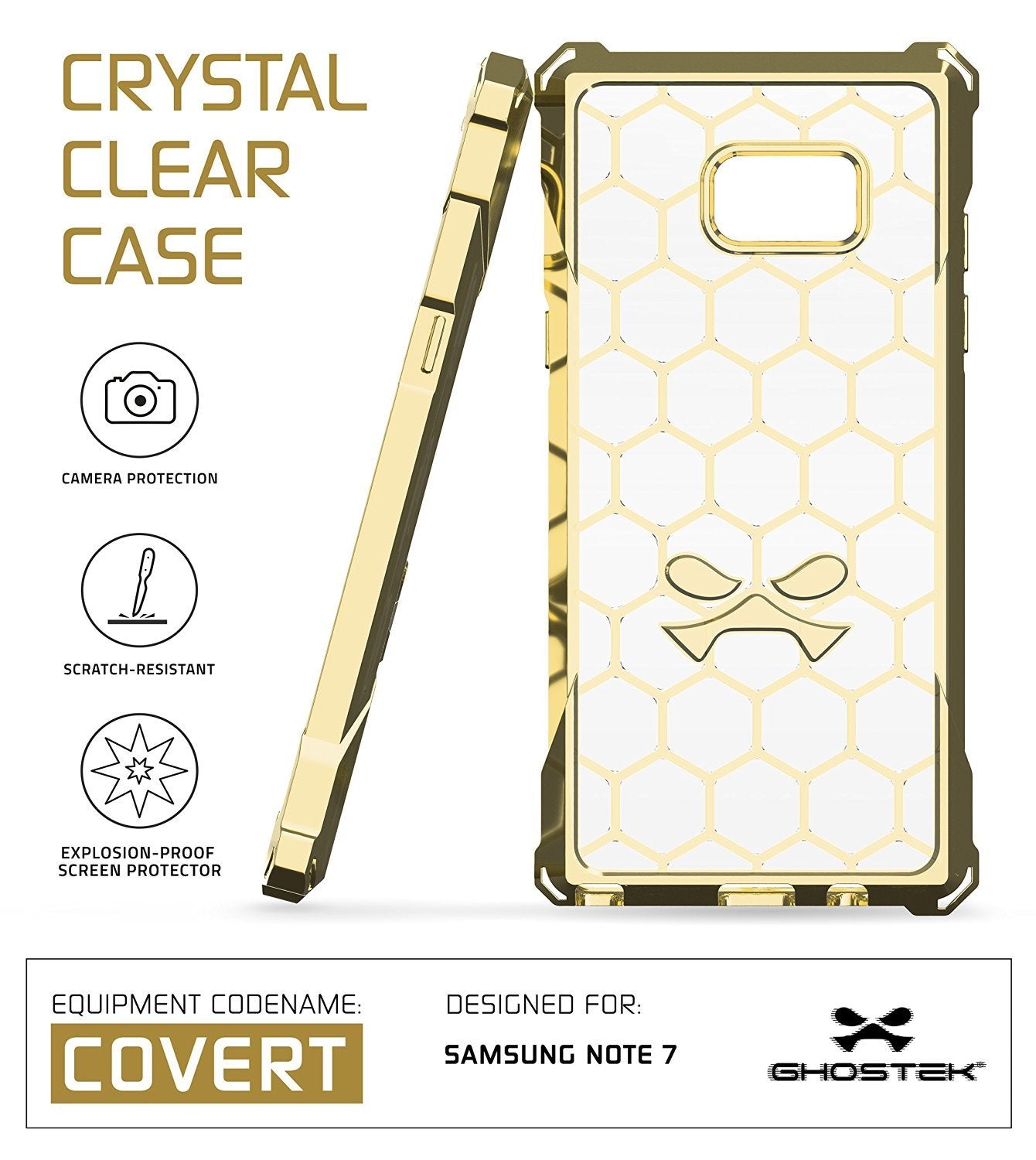 Note 7 Case, Ghostek® Covert Series Gold w/ Explosion-Proof Screen Protector | Ultra Fit