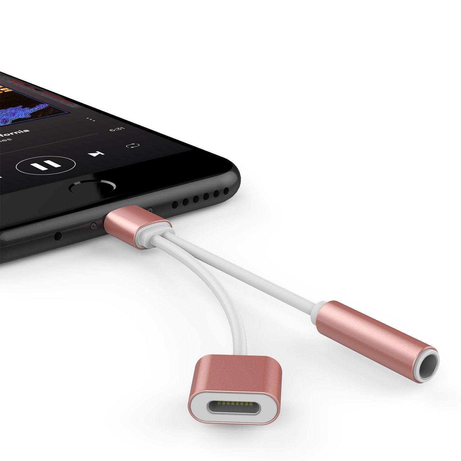 PUNKZAP Lightning Adapter Cable 2 in 1 Splitter Charger [ROSE]