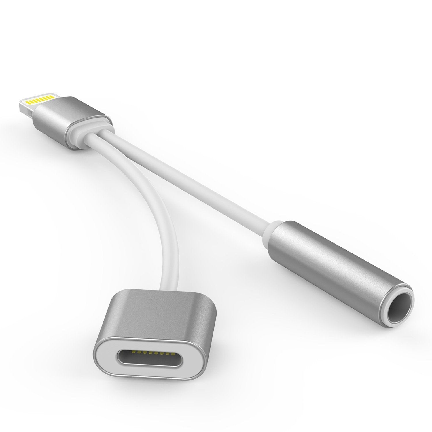 PUNKZAP Lightning Adapter Cable 2 in 1 Splitter Charger [SILVER]