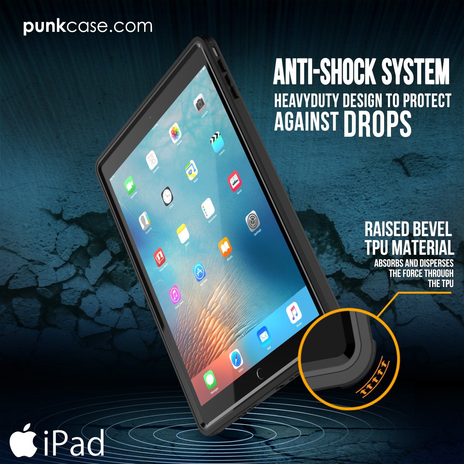 Punkcase iPad Pro 9.7 Case CRYSTAL Series Waterproof Cover [Black]