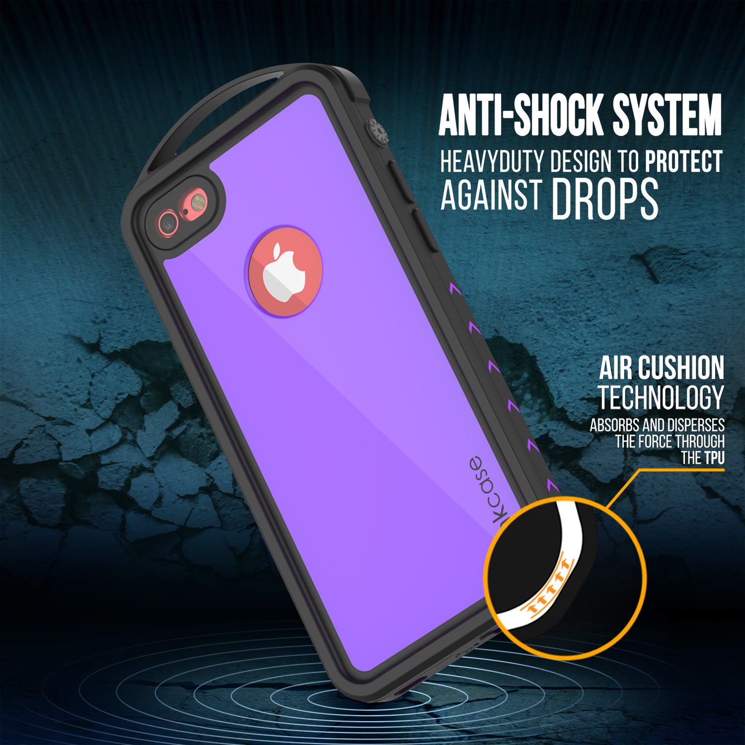 iPhone 7 Waterproof Case, Punkcase ALPINE Series, Purple | Heavy Duty Armor Cover