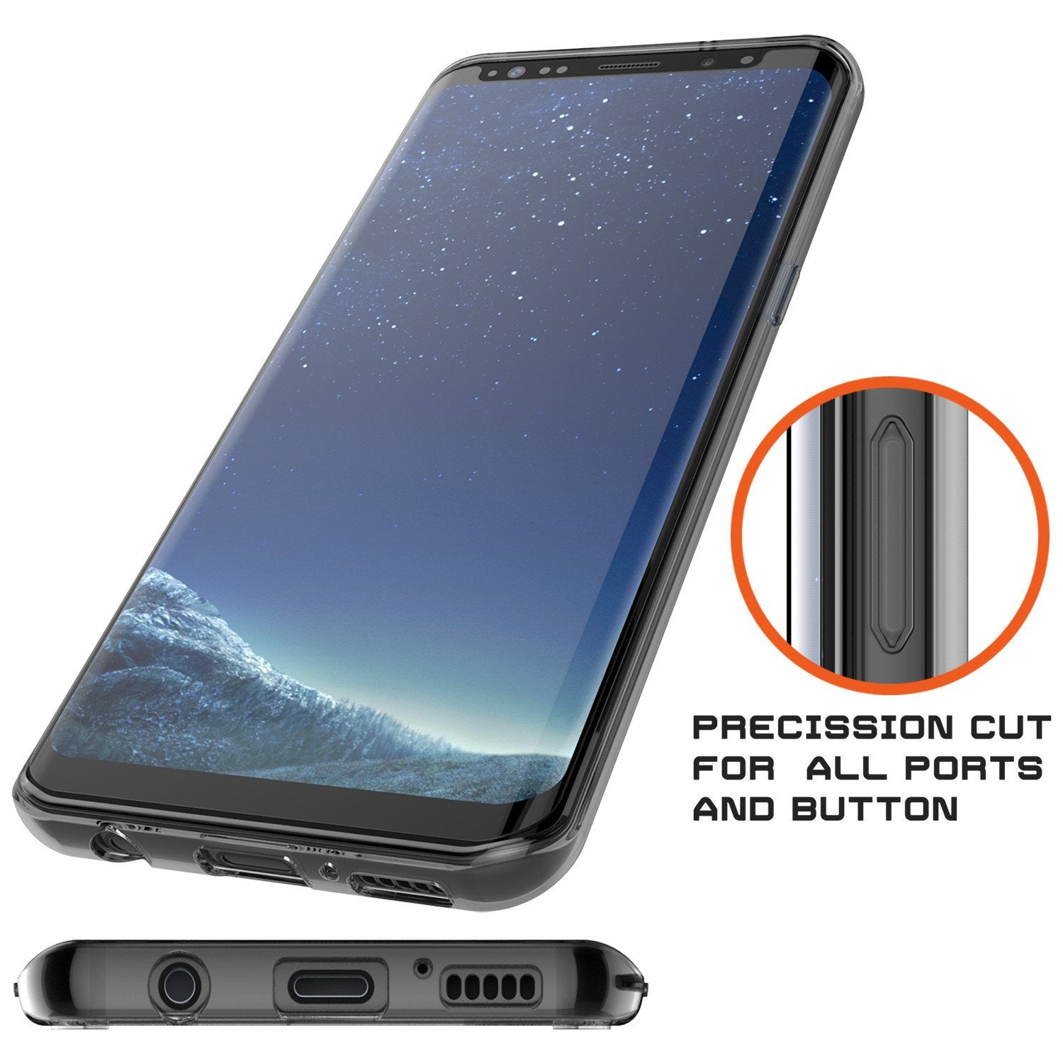 S8 Case Punkcase® LUCID 2.0 Crystal Black Series w/ PUNK SHIELD Screen Protector | Ultra Fit