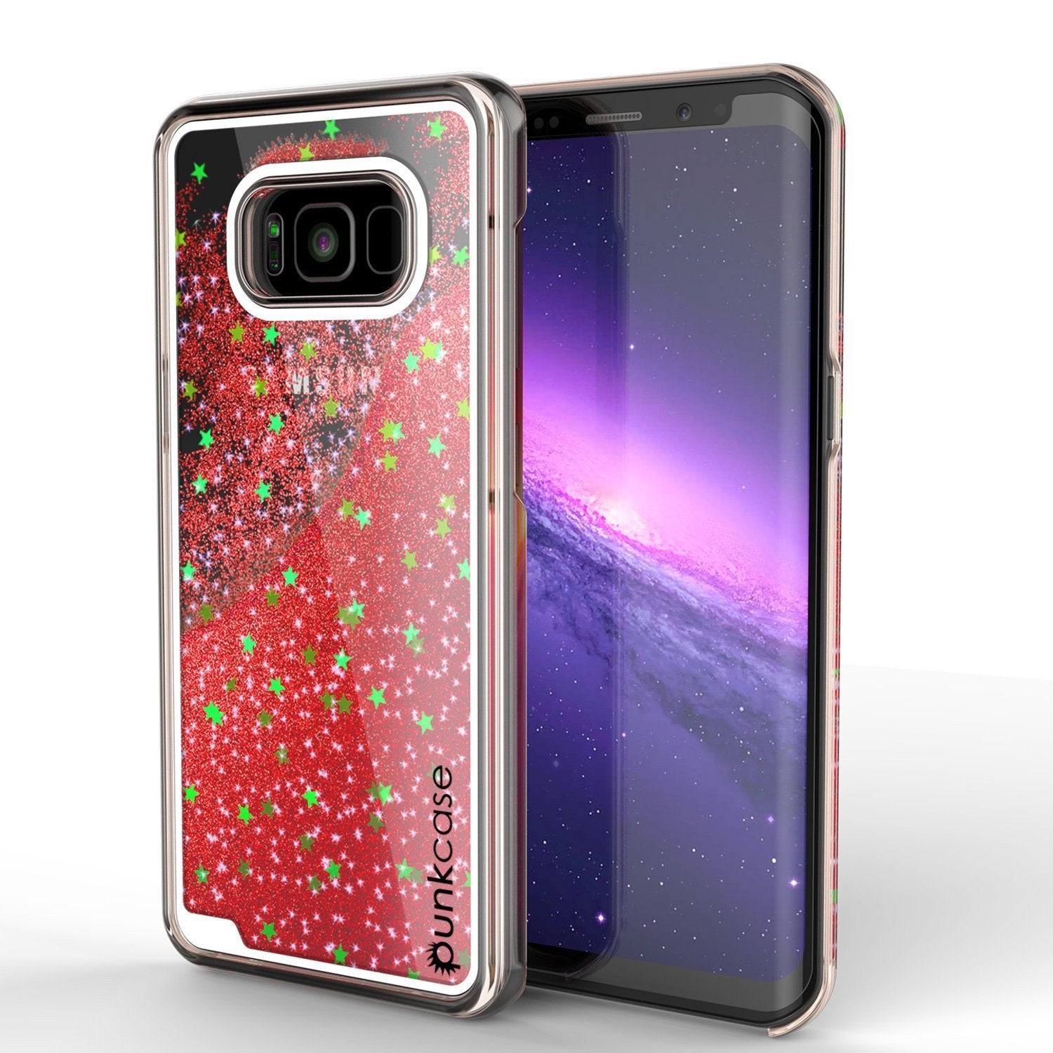Galaxy S8 Plus Dual-Layer Screen Protective Glitter Case [Red]