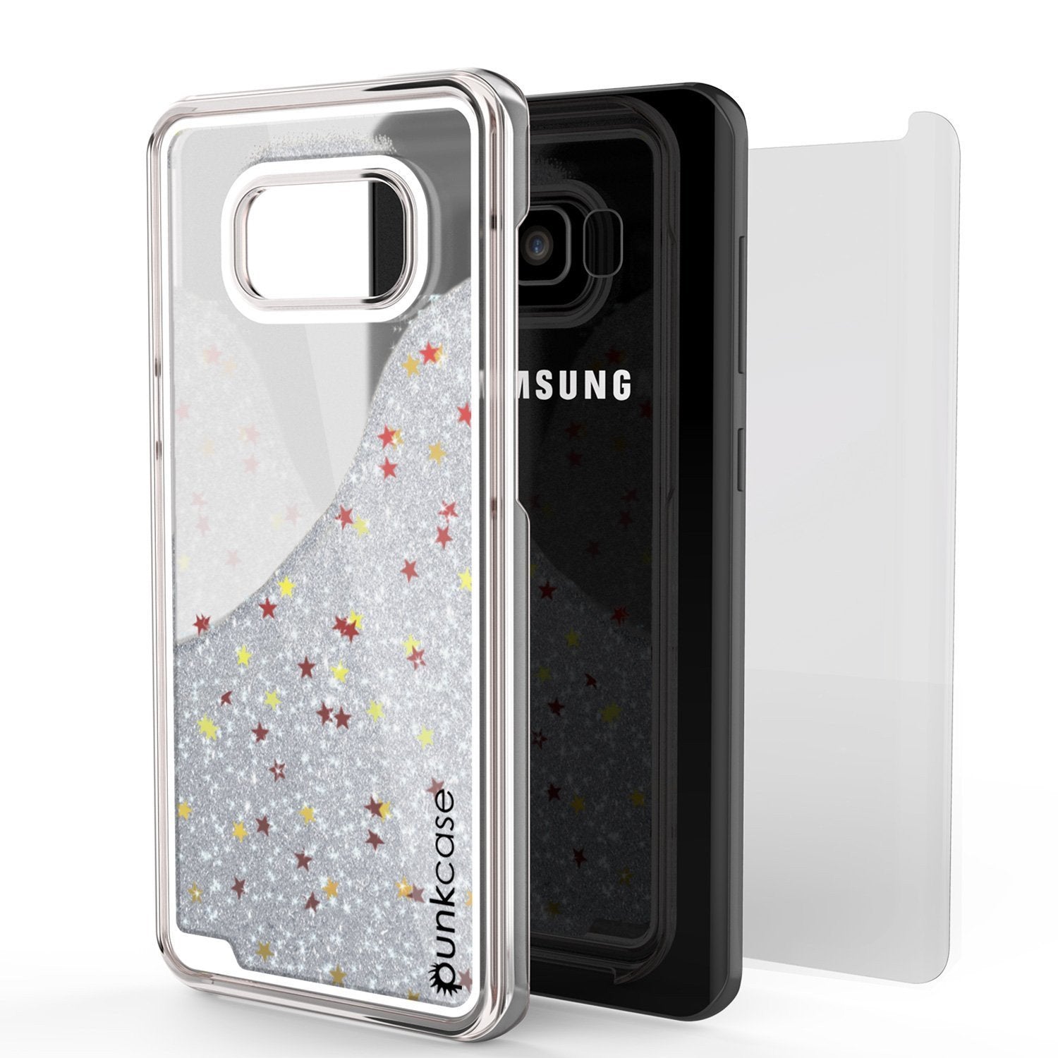 Galaxy S8 Plus Dual-Layer Screen Protective Glitter Case [Silver]