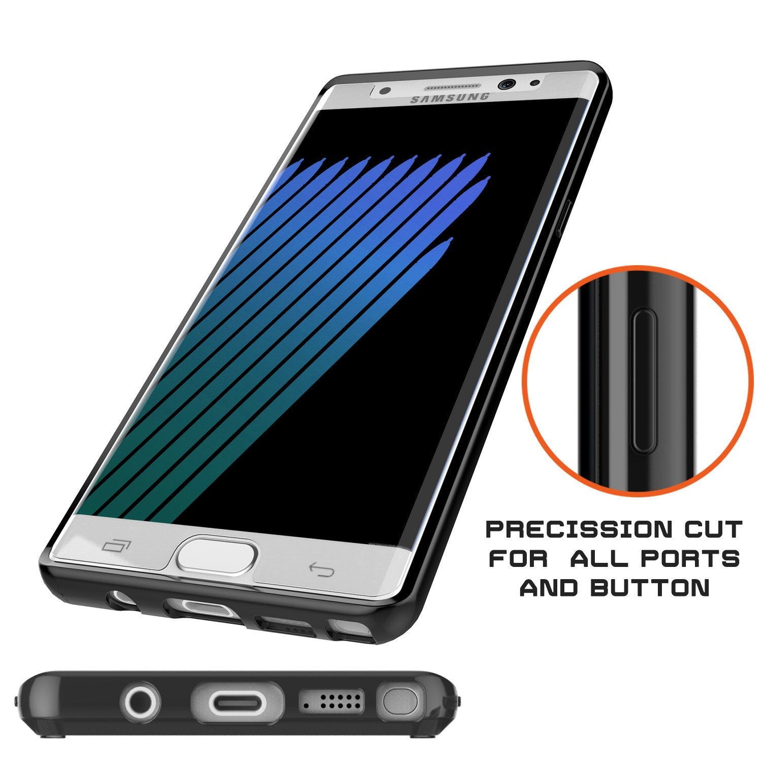 Note 7 Case Punkcase® LUCID 2.0 Black Series w/ PUNK SHIELD Screen Protector | Ultra Fit