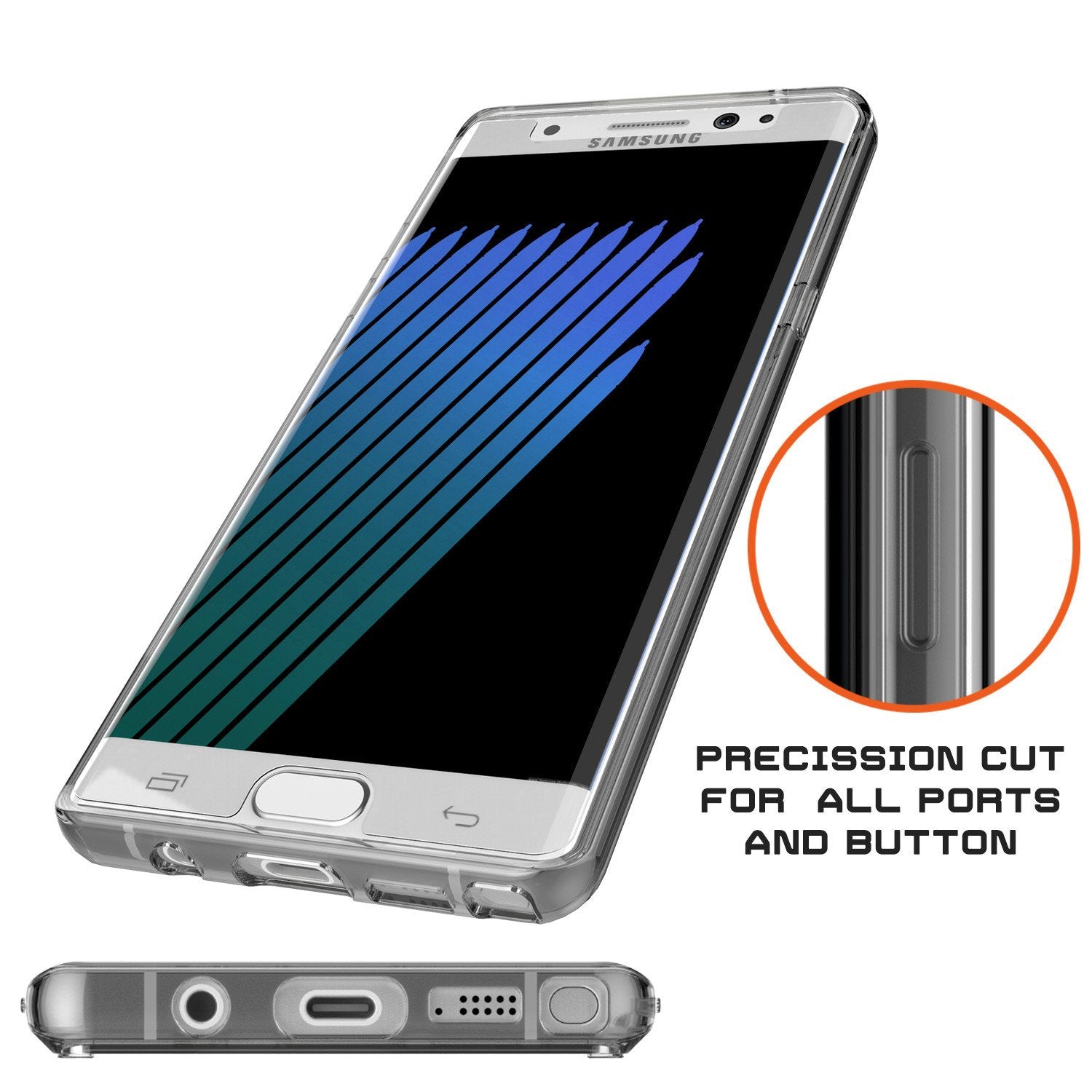 Note 7 Case Punkcase® LUCID 2.0 Crystal Black Series w/ PUNK SHIELD Screen Protector | Ultra Fit