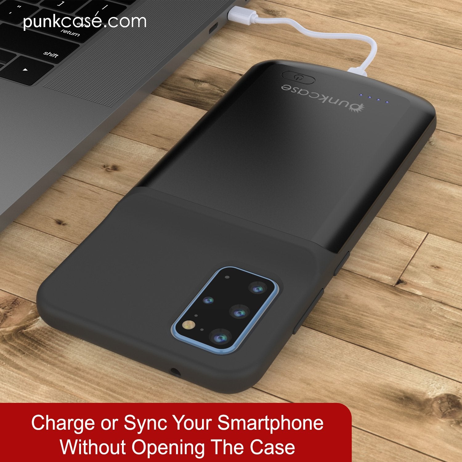 PunkJuice S20+ Plus Battery Case All Black - Fast Charging Power Juice Bank with 6000mAh