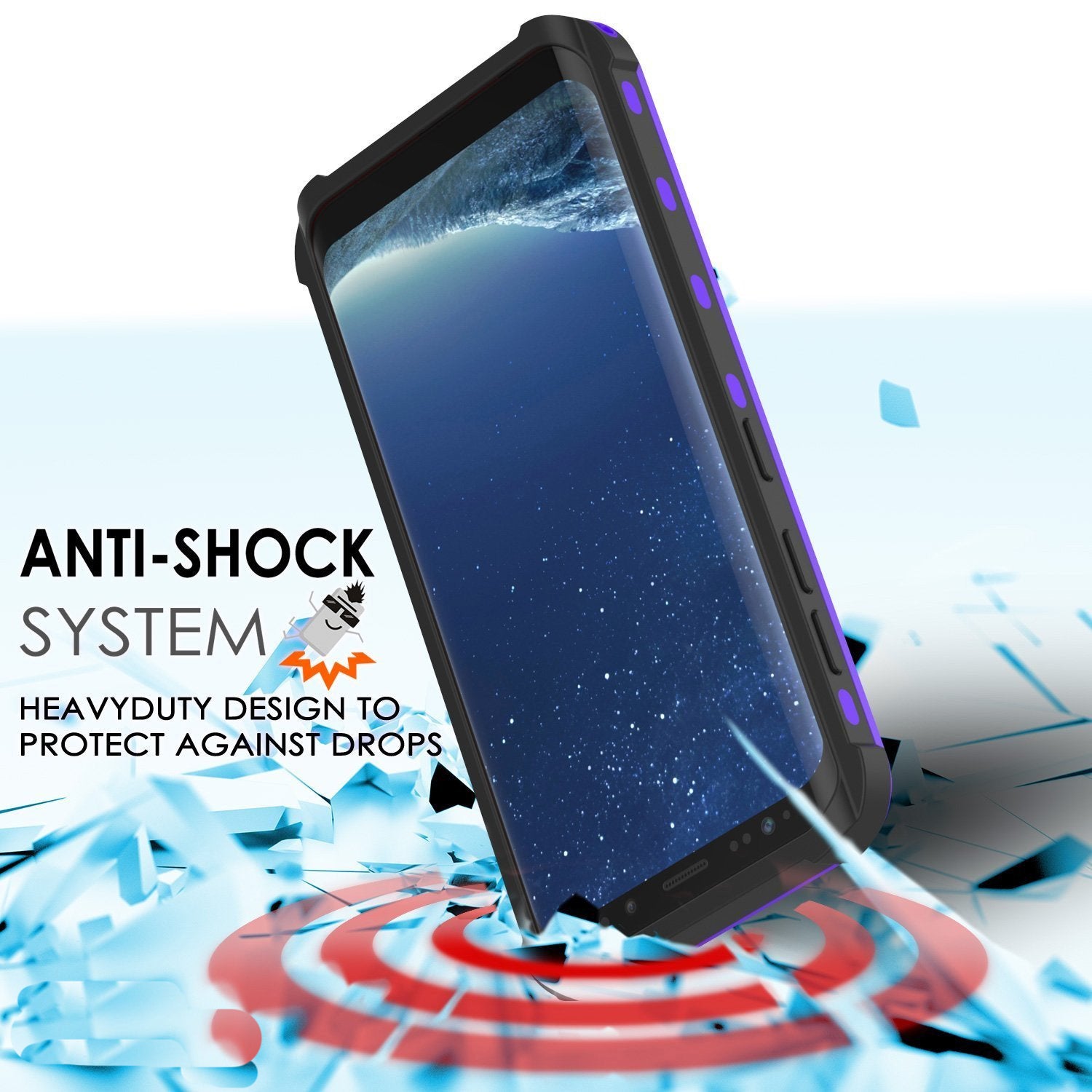 Galaxy S8 Plus Water/Shock Proof Screen Protector Case [Purple]