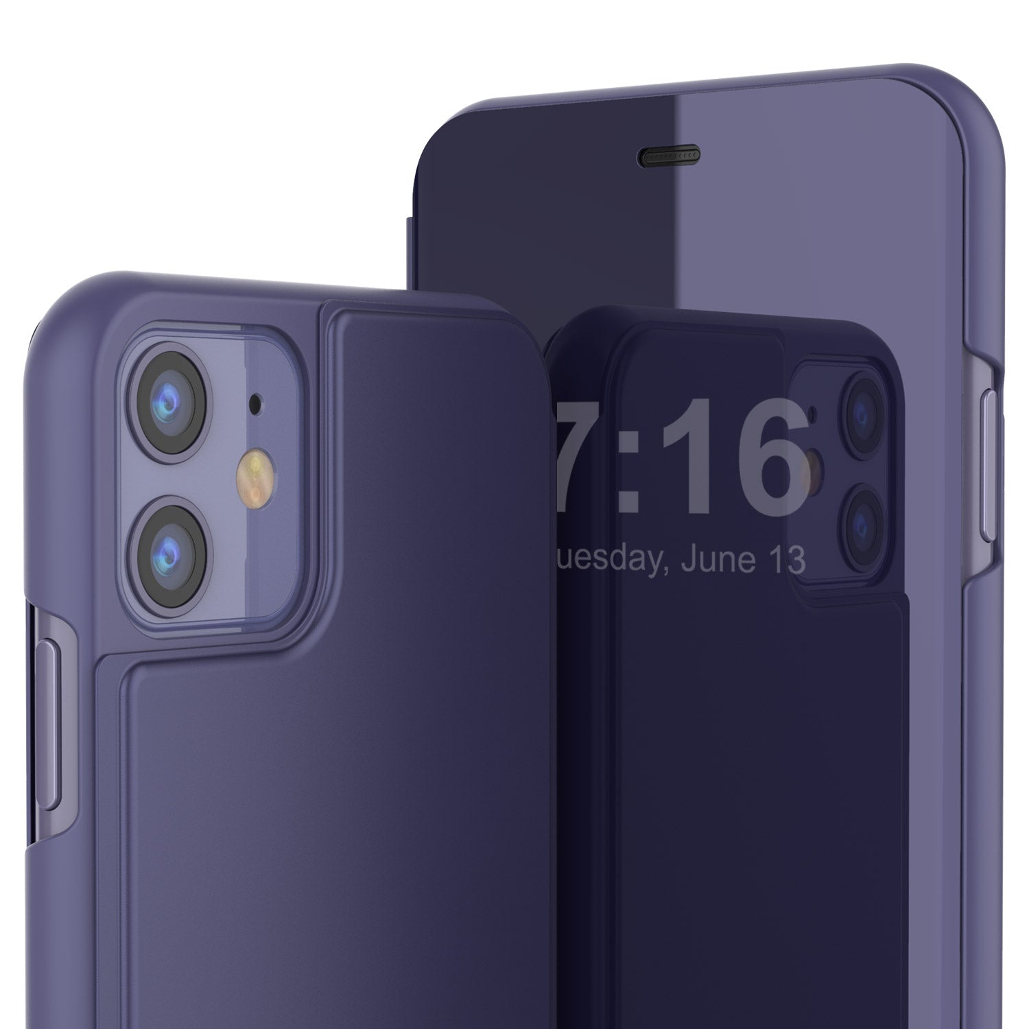 Punkcase iPhone 11 / XI Reflector Case Protective Flip Cover [Purple]