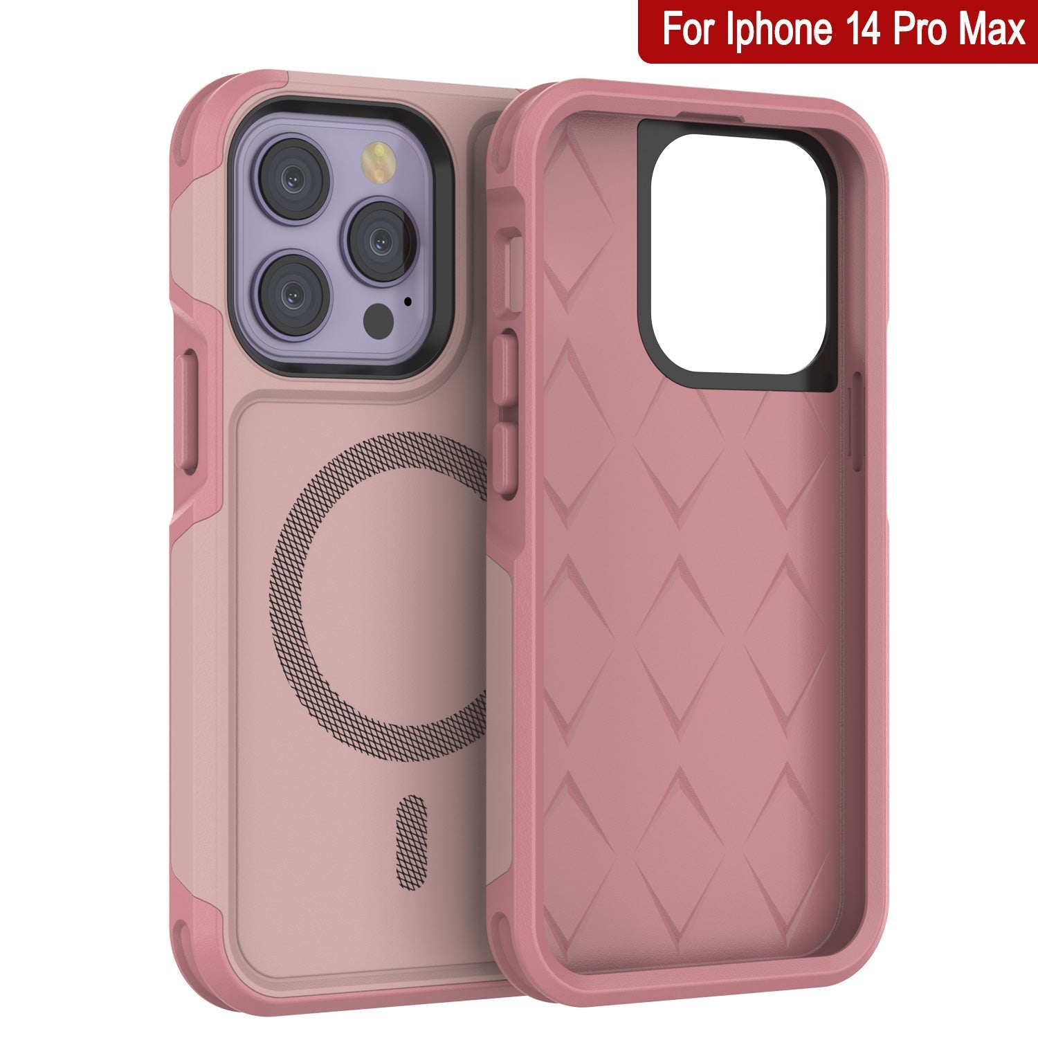 PunkCase iPhone 14 Pro Max Case, [Spartan 2.0 Series] Clear Rugged Heavy Duty Cover W/Built in Screen Protector [Pink]