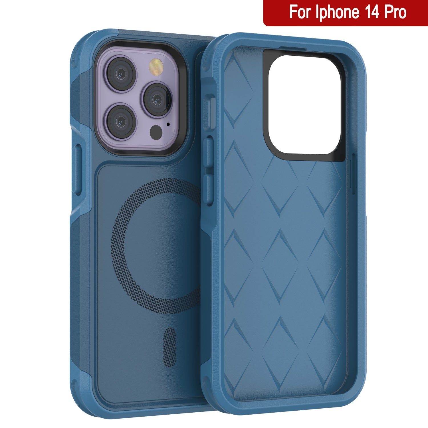 PunkCase iPhone 14 Pro Case, [Spartan 2.0 Series] Clear Rugged Heavy Duty Cover W/Built in Screen Protector [Navy]