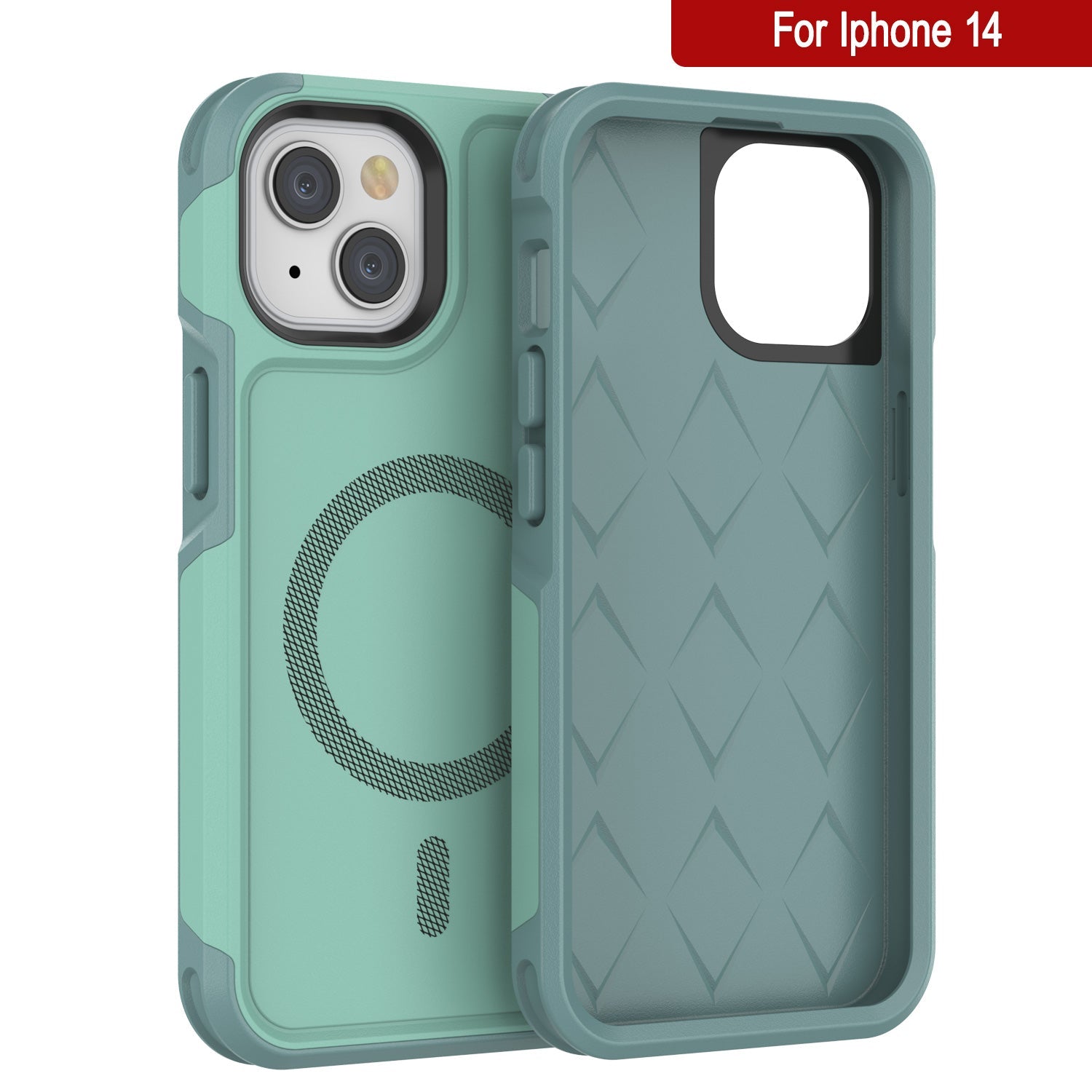 PunkCase iPhone 14 Case, [Spartan 2.0 Series] Clear Rugged Heavy Duty Cover W/Built in Screen Protector [Teal]