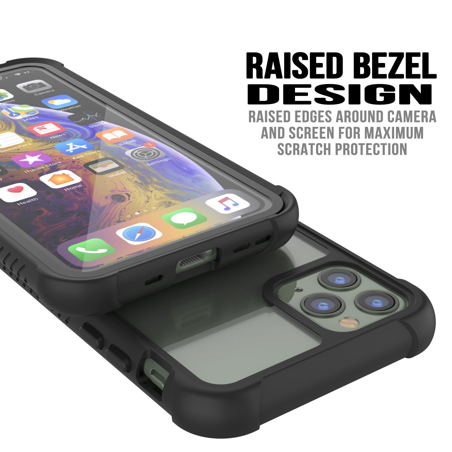 PunkCase iPhone 11 Pro Case, [Spartan Series] Clear Rugged Heavy Duty Cover W/Built in Screen Protector [Black]