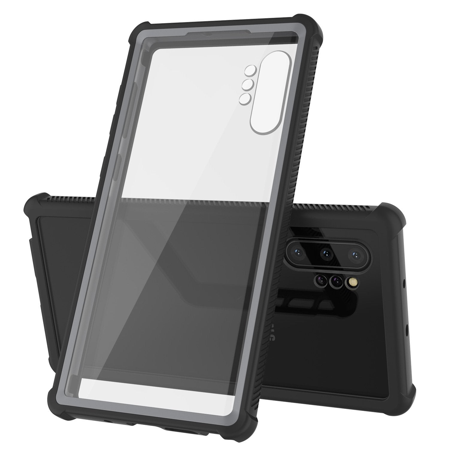 Punkcase Galaxy Note 10+ Plus Case, [Spartan Series] Black Rugged Heavy Duty Cover W/Built in Screen Protector