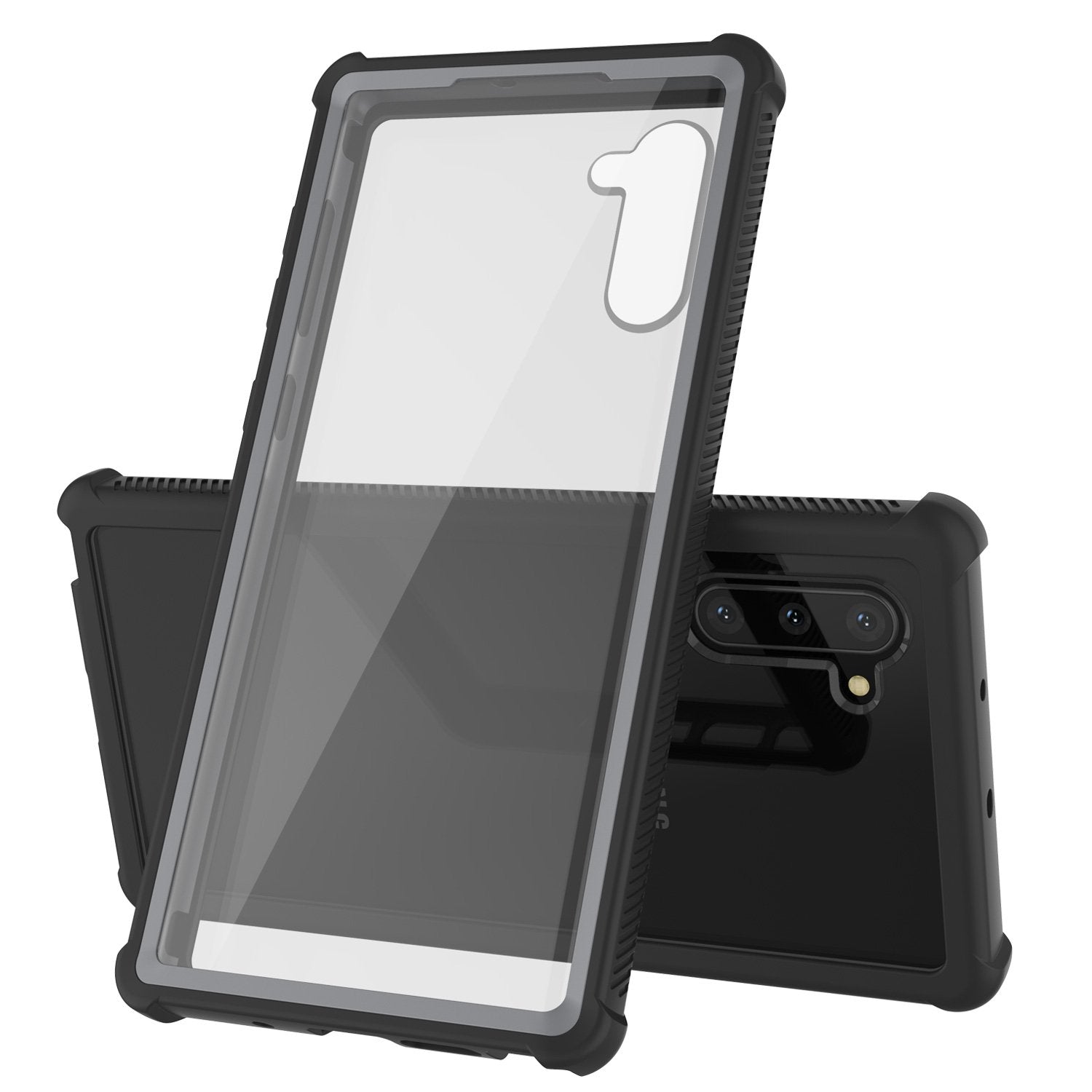 Punkcase Galaxy Note 10 Case, [Spartan Series] Black Rugged Heavy Duty Cover W/Built in Screen Protector