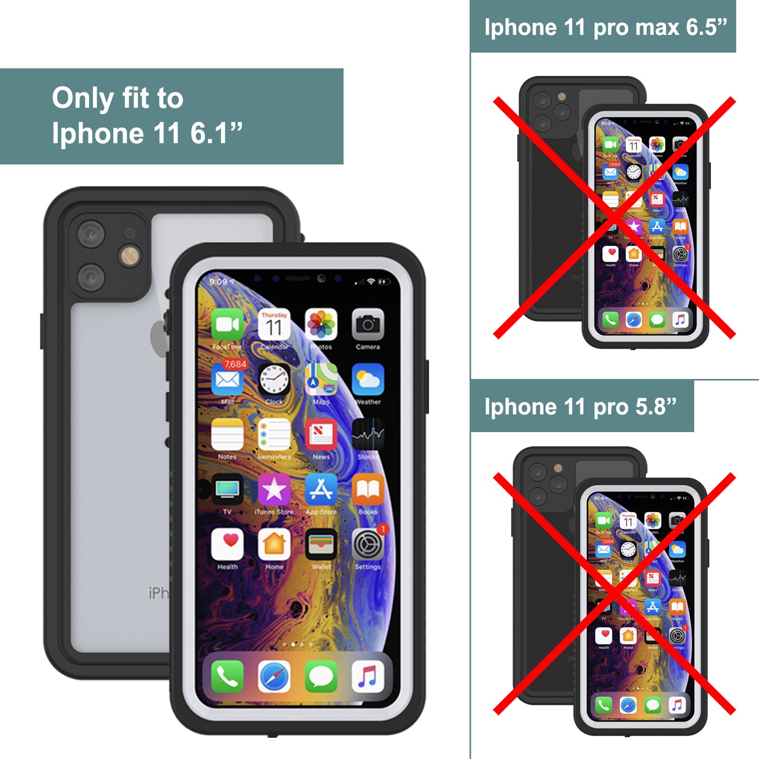 iPhone 11 Waterproof Case, Punkcase [Extreme Series] Armor Cover W/ Built In Screen Protector [White]