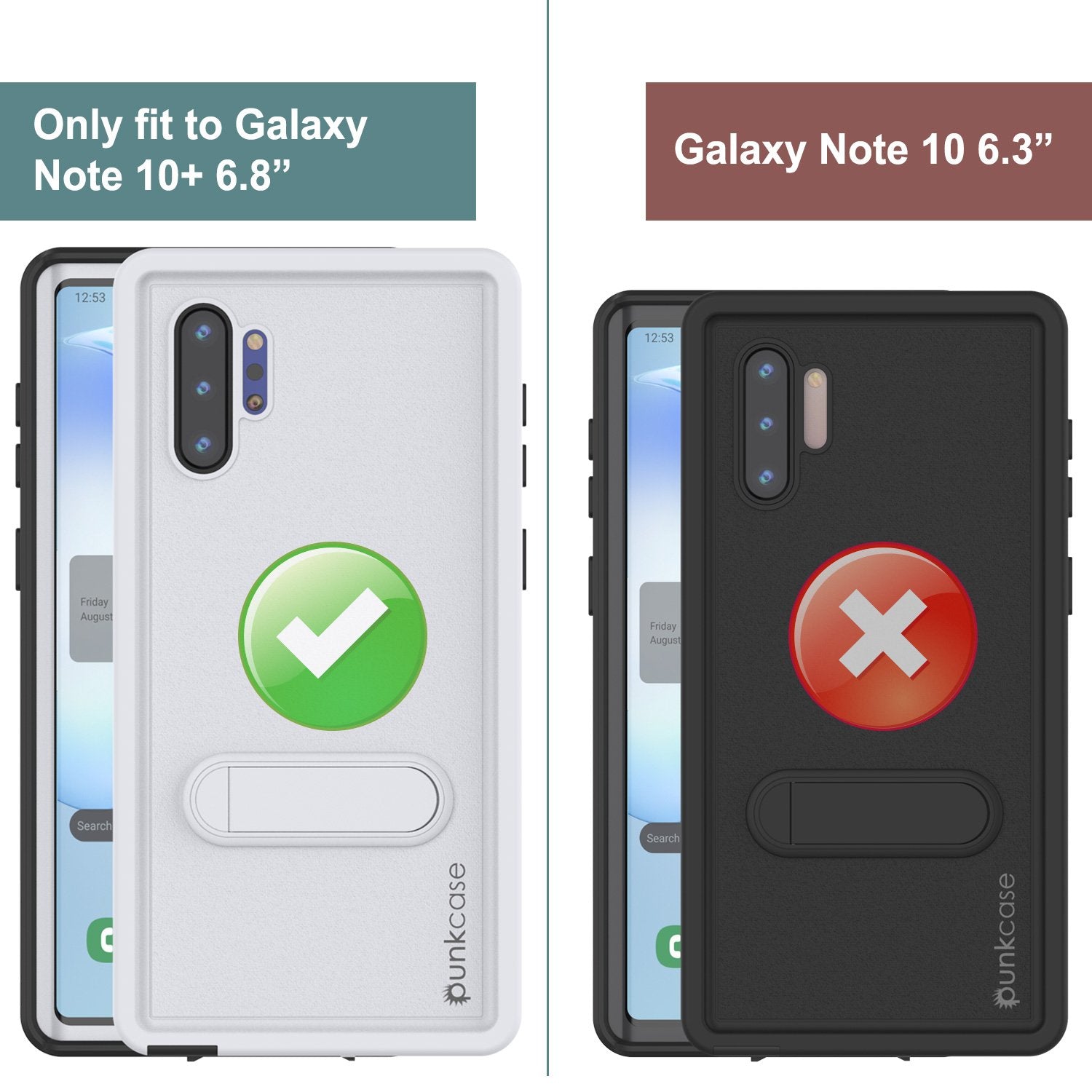 PunkCase Galaxy Note 10+ Plus Waterproof Case, [KickStud Series] Armor Cover [White]