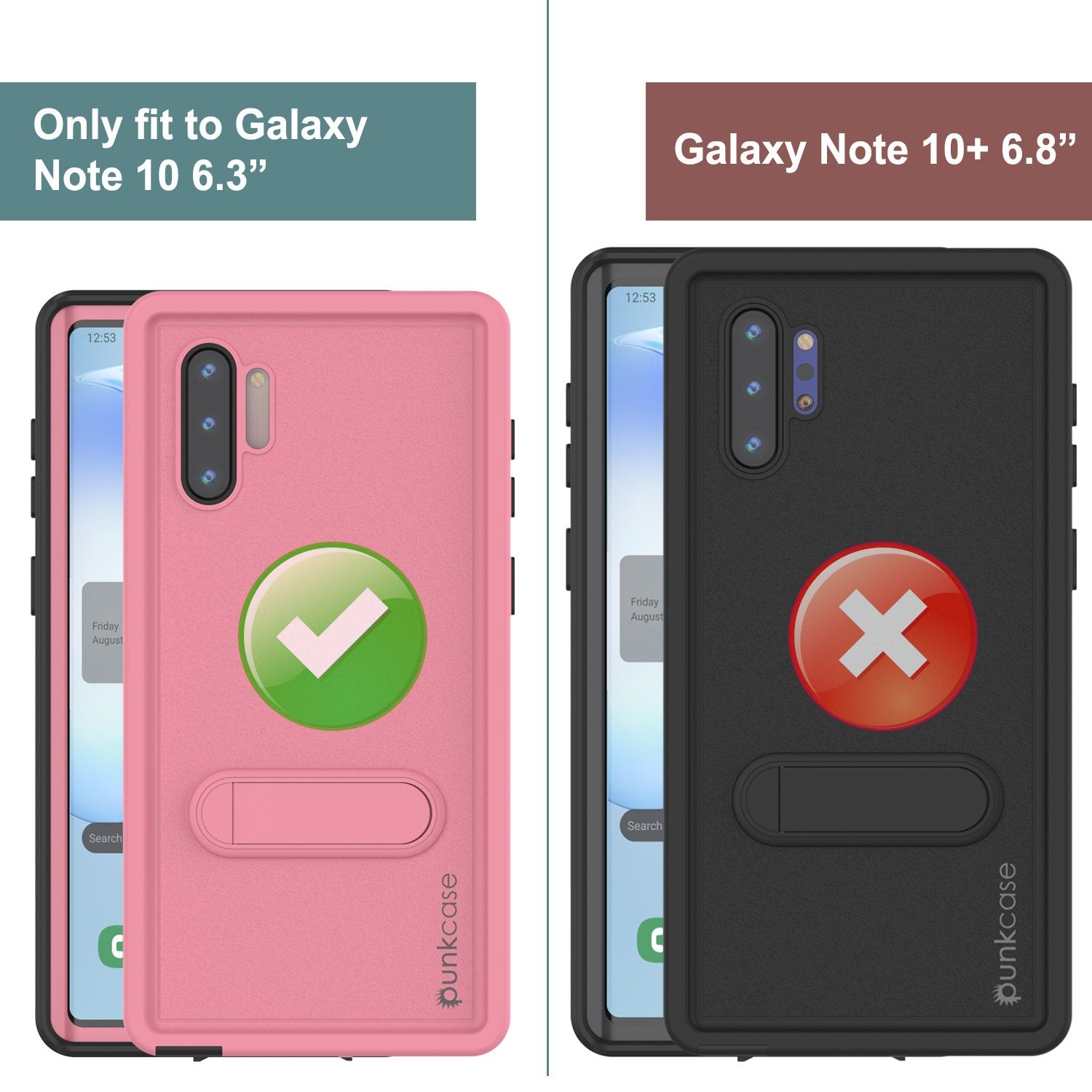 PunkCase Galaxy Note 10 Waterproof Case, [KickStud Series] Armor Cover [Pink]