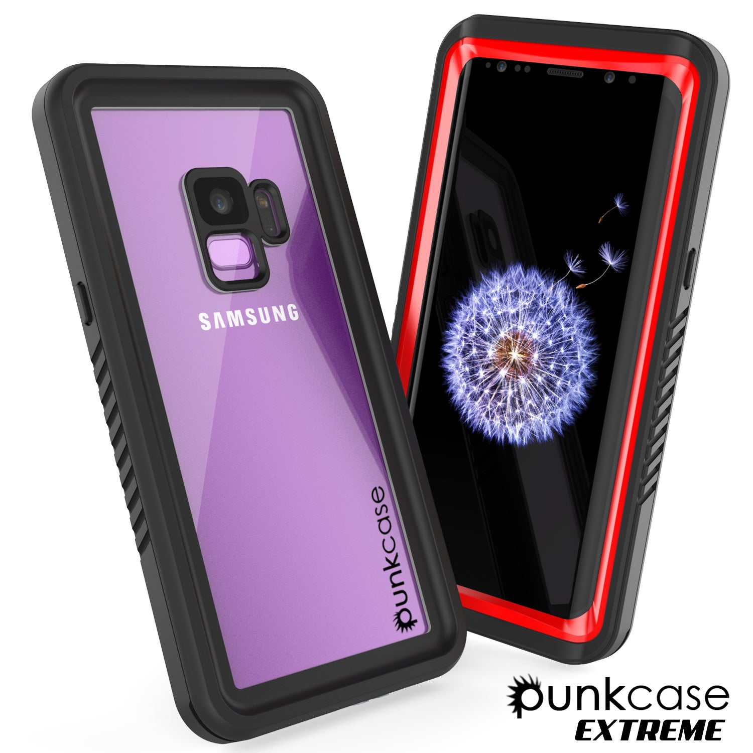 Galaxy S9 Water/Shock/Dirt proof Screen Protector Built Case [Red]