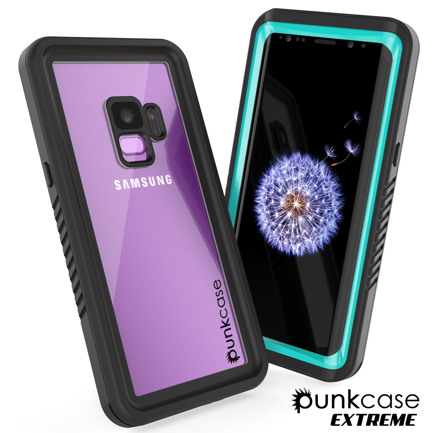 Galaxy S9 Water/Shock/Dirt proof Screen Protector Built Case [Teal]