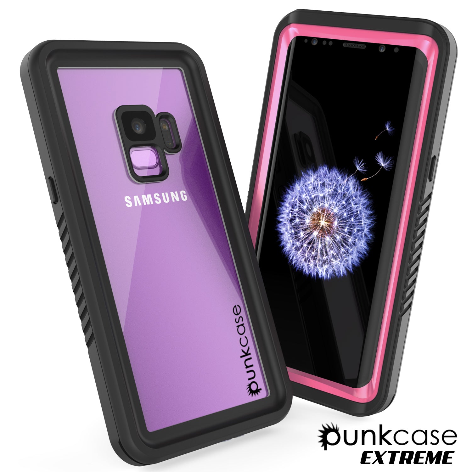 Galaxy S9 Water/Shock/Dirt proof Screen Protector Built Case [Pink]