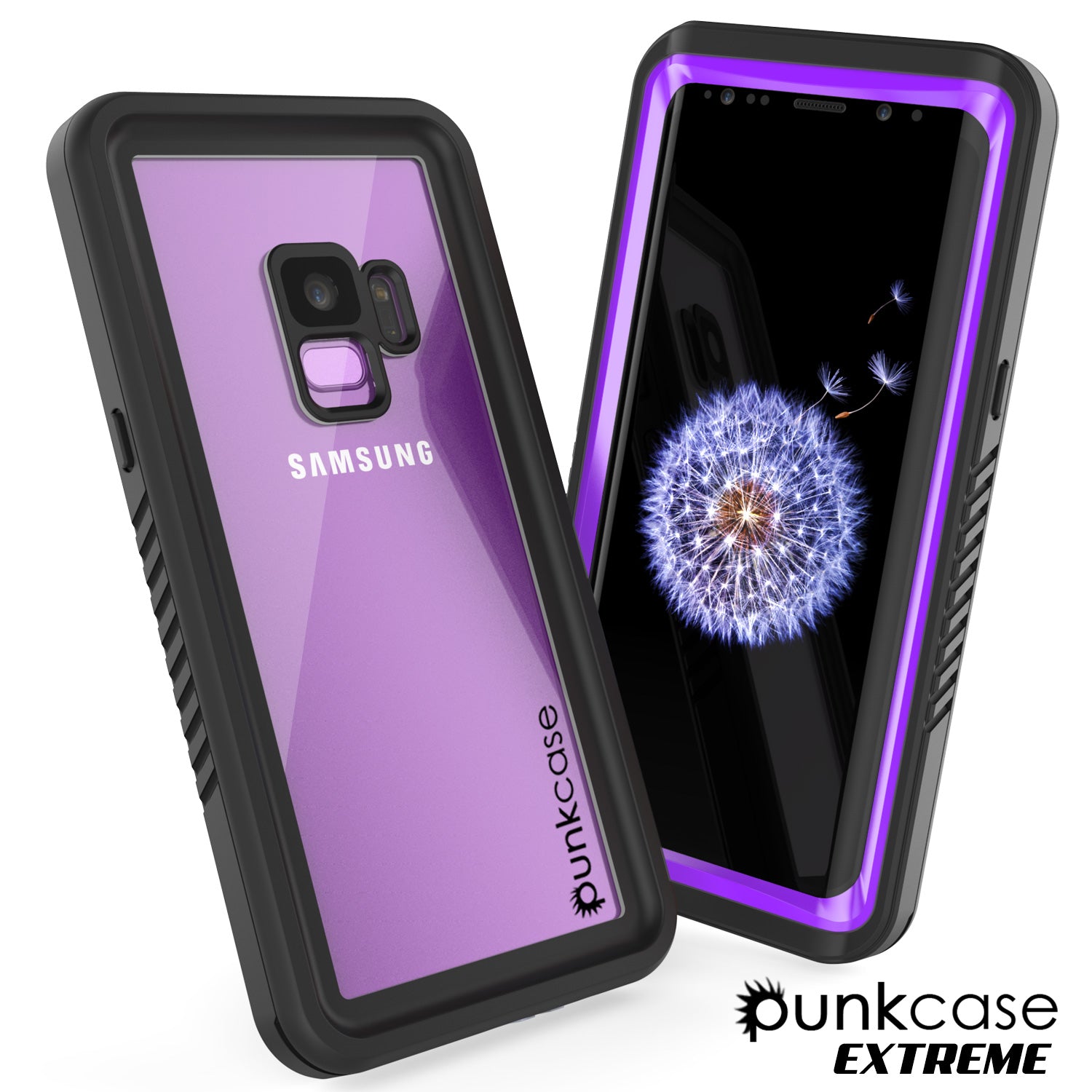 Galaxy S9 Water/Shock/Dirt proof Screen Protector Built Case [Purple]