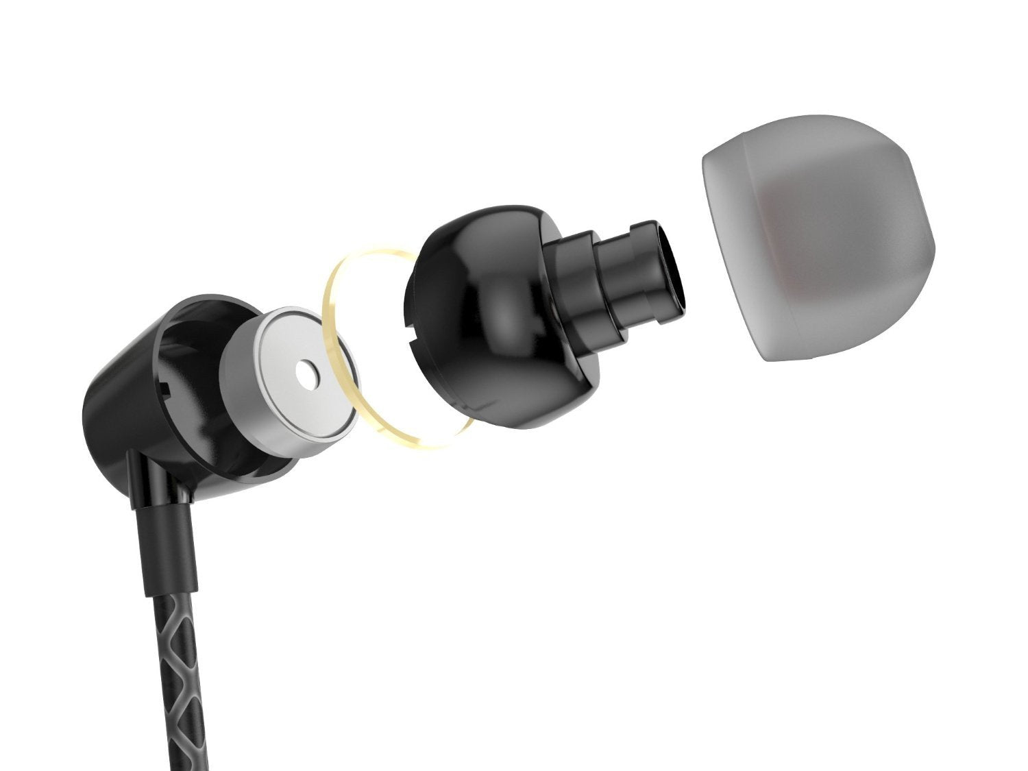 Wired 3.5MM Headphones Earphones, Ghostek Turbine Black Series Wired Earbuds | Built-In Microphone