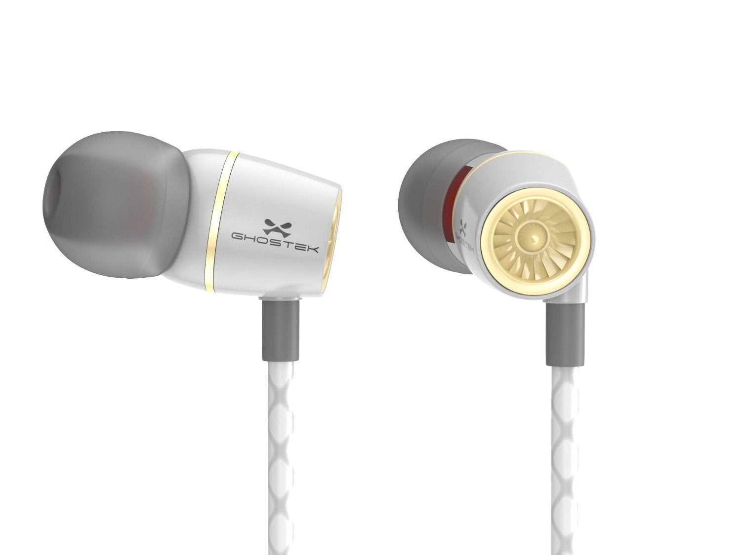 Wired 3.5MM Headphones Earphones, Ghostek® Turbine White Series Wired Earbuds | Built-In Microphone