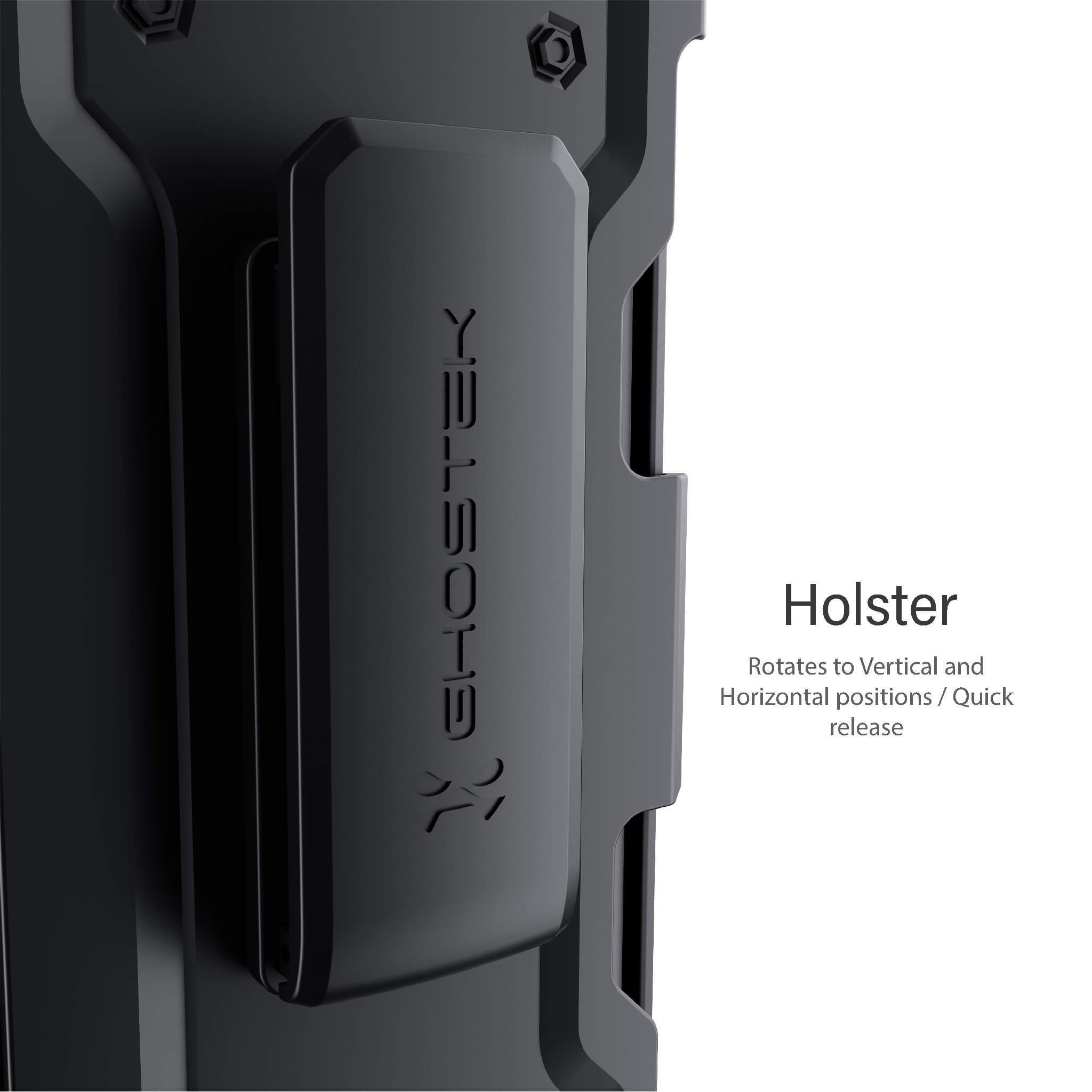 iPhone 12 Pro Max  - IRON ARMOR Belt Clip Holster Case with Stand and Card Holder [Matte Black]