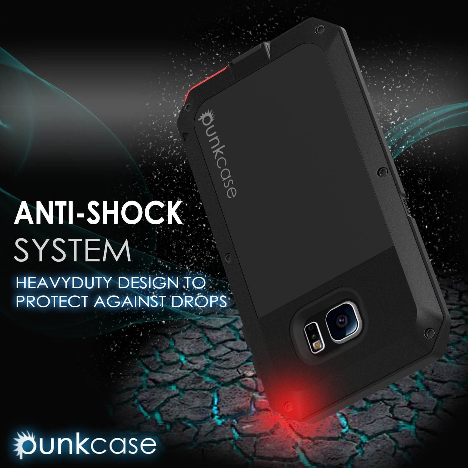 Galaxy S6 EDGE  Case, PUNKcase Metallic Black Shockproof  Slim Metal
