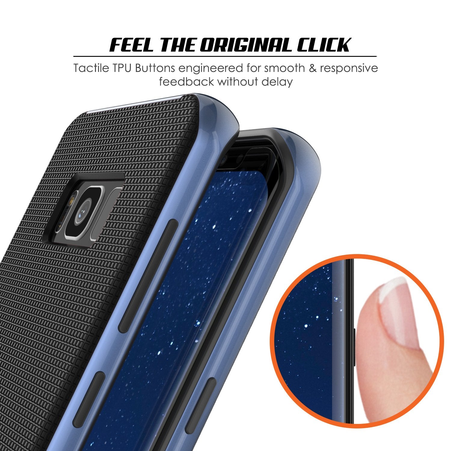 Galaxy S8 Case, PunkCase Stealth Series Hybrid Shockproof Navy Blue Cover