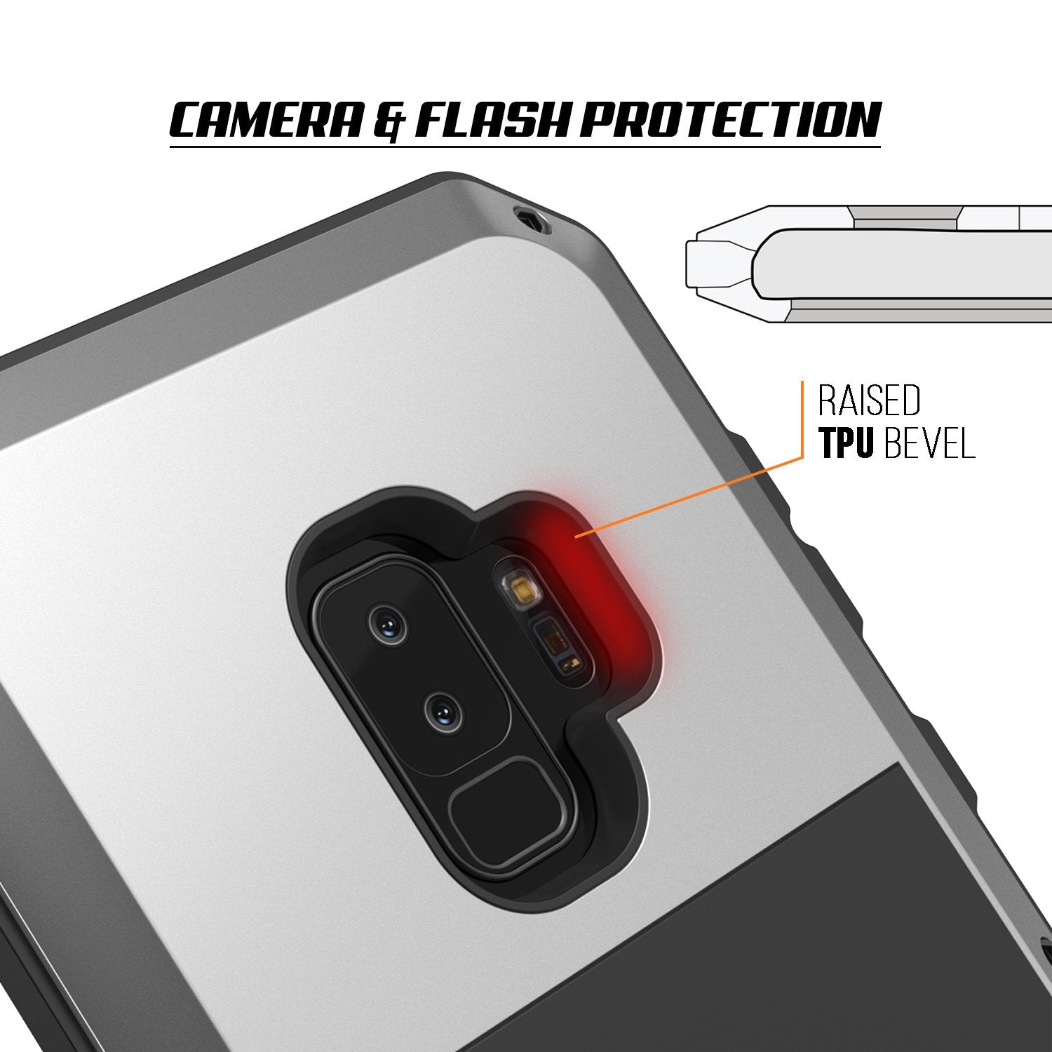 Galaxy S9 Plus Hybrid Shock Drop Proof Metal Armor Cover [Silver]