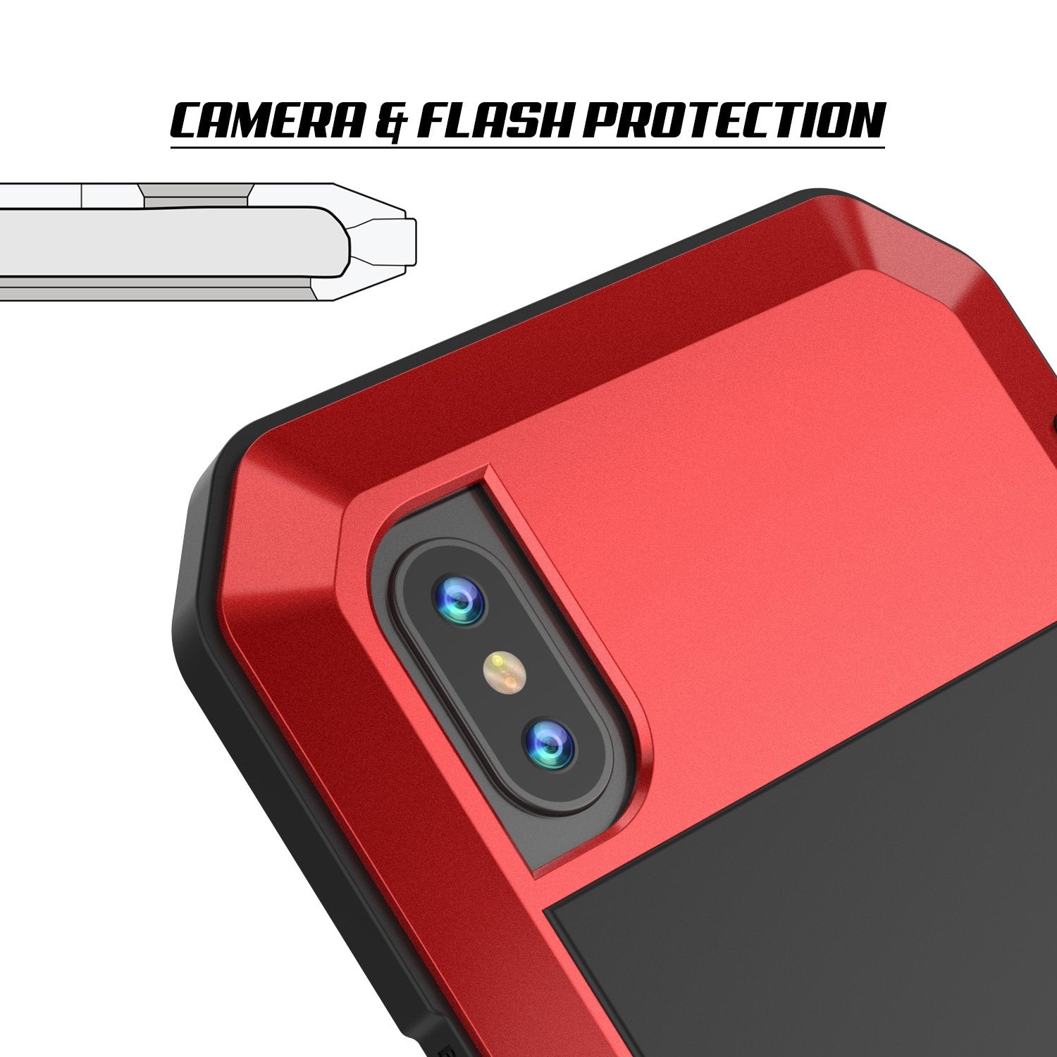 iPhone X Metal Case, Heavy Duty Military Grade Rugged Armor Cover [shock proof] Hybrid Full Body Hard Aluminum & TPU Design [non slip] W/ Prime Drop Protection for Apple iPhone 10 [Red]