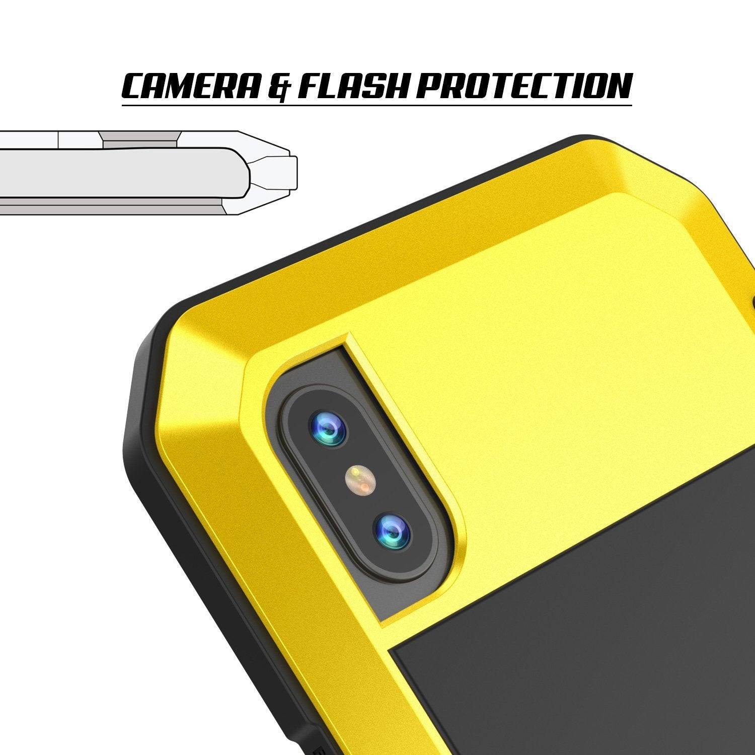 iPhone XS Max Metal Case, Heavy Duty Military Grade Armor Cover [shock proof] Full Body Hard [Neon]